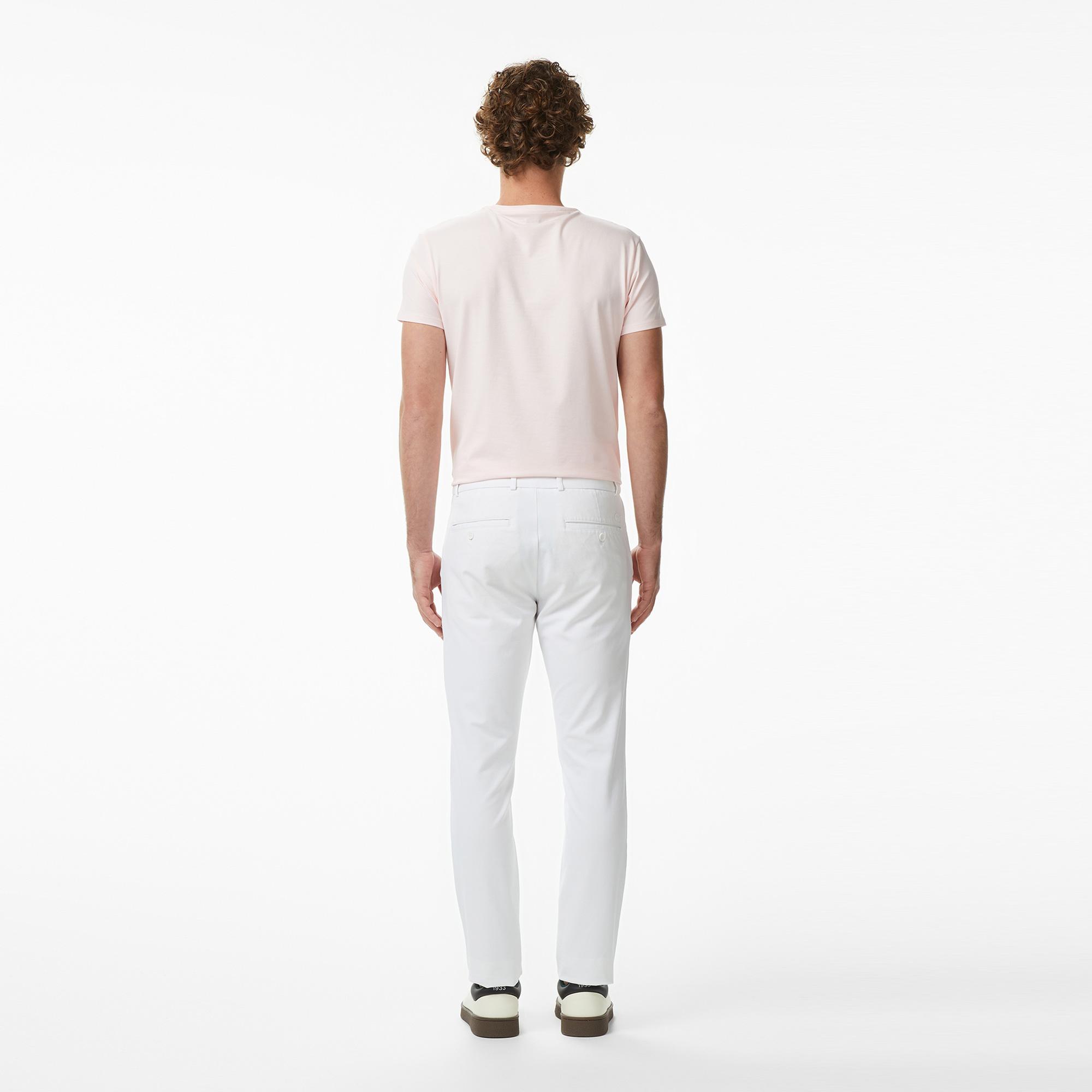 Erkek Slim Fit Beyaz Chino Pantolon