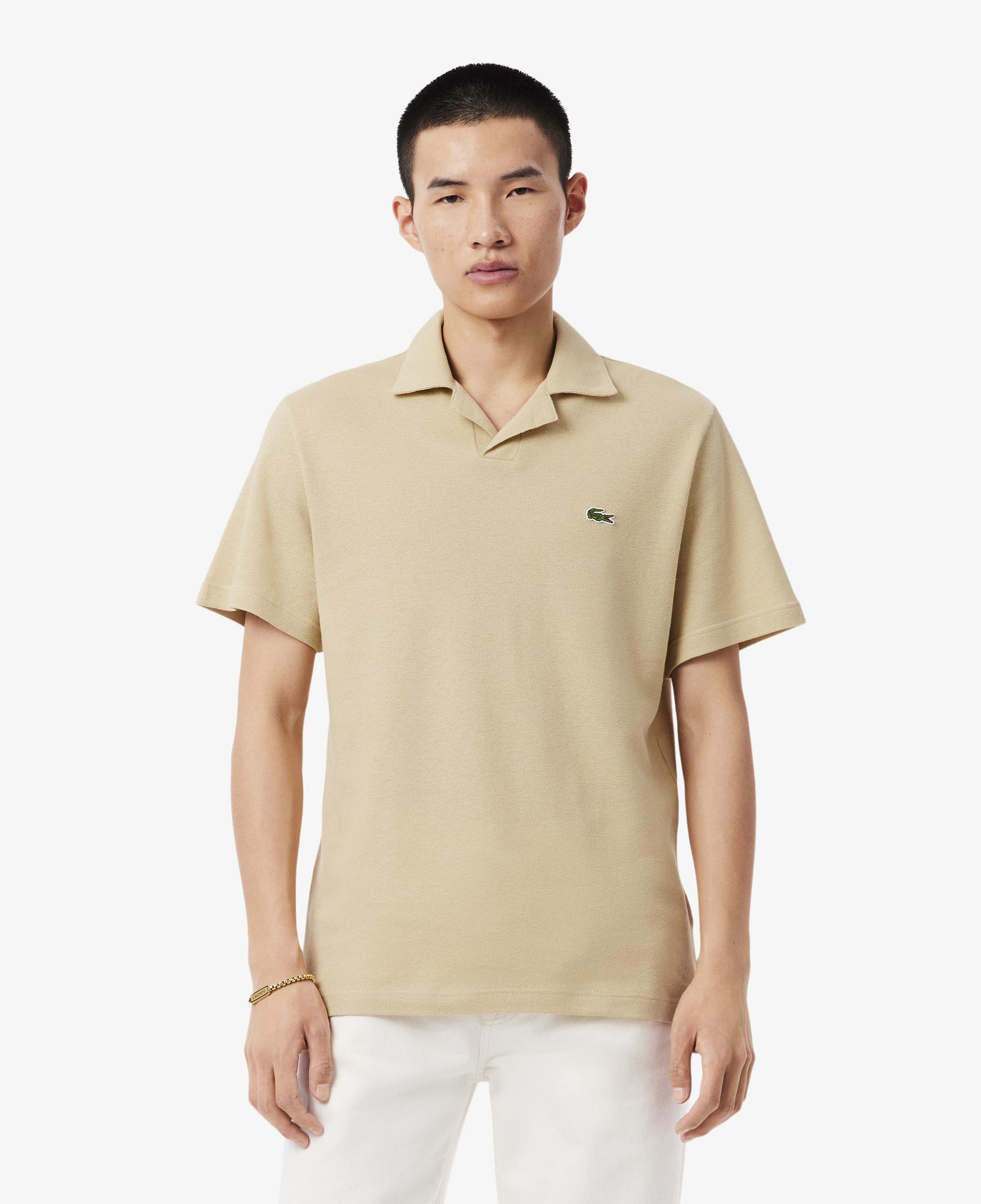 Erkek Classic Fit Keten Bej Polo