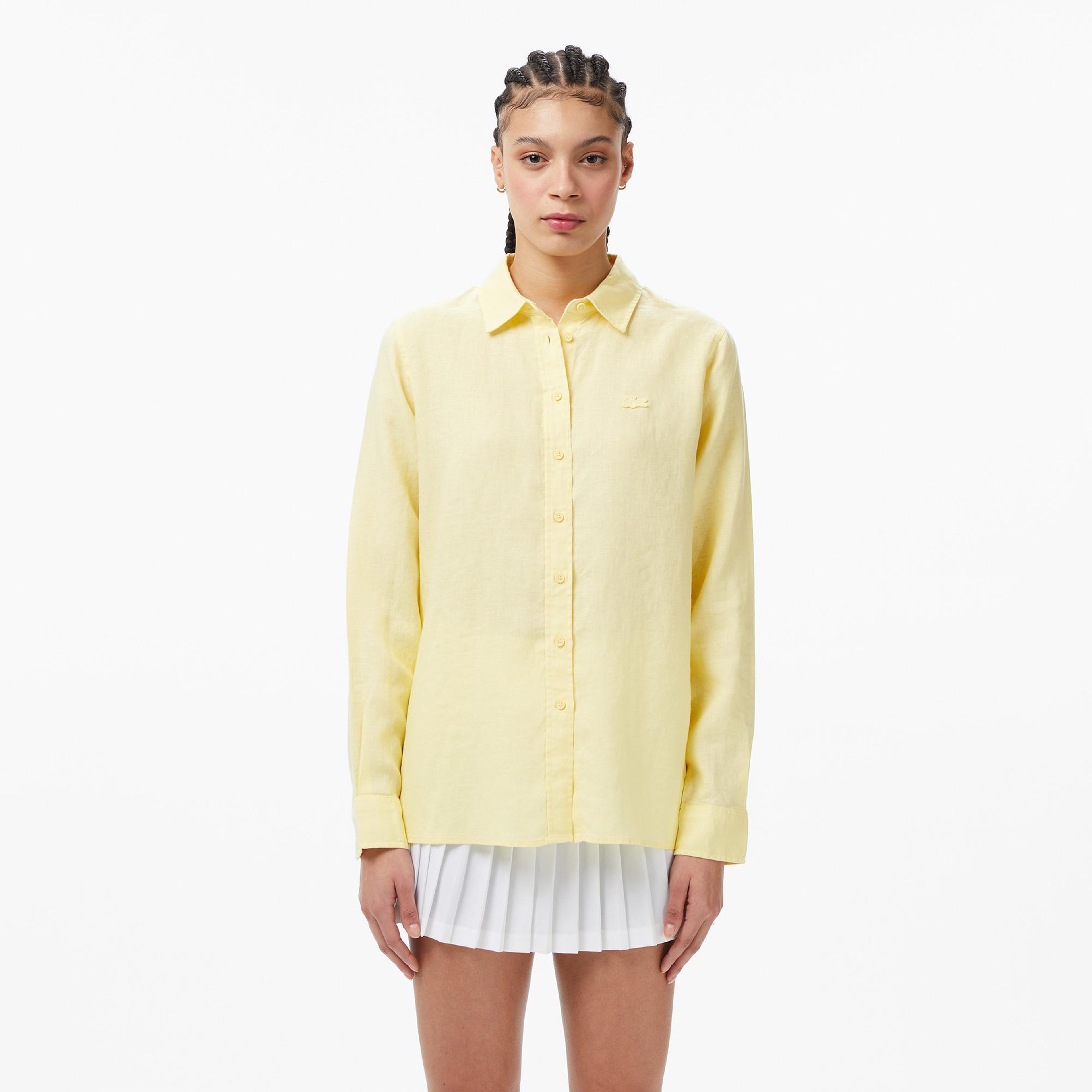 Lacoste Kadın Relaxed Fit Sarı Gömlek