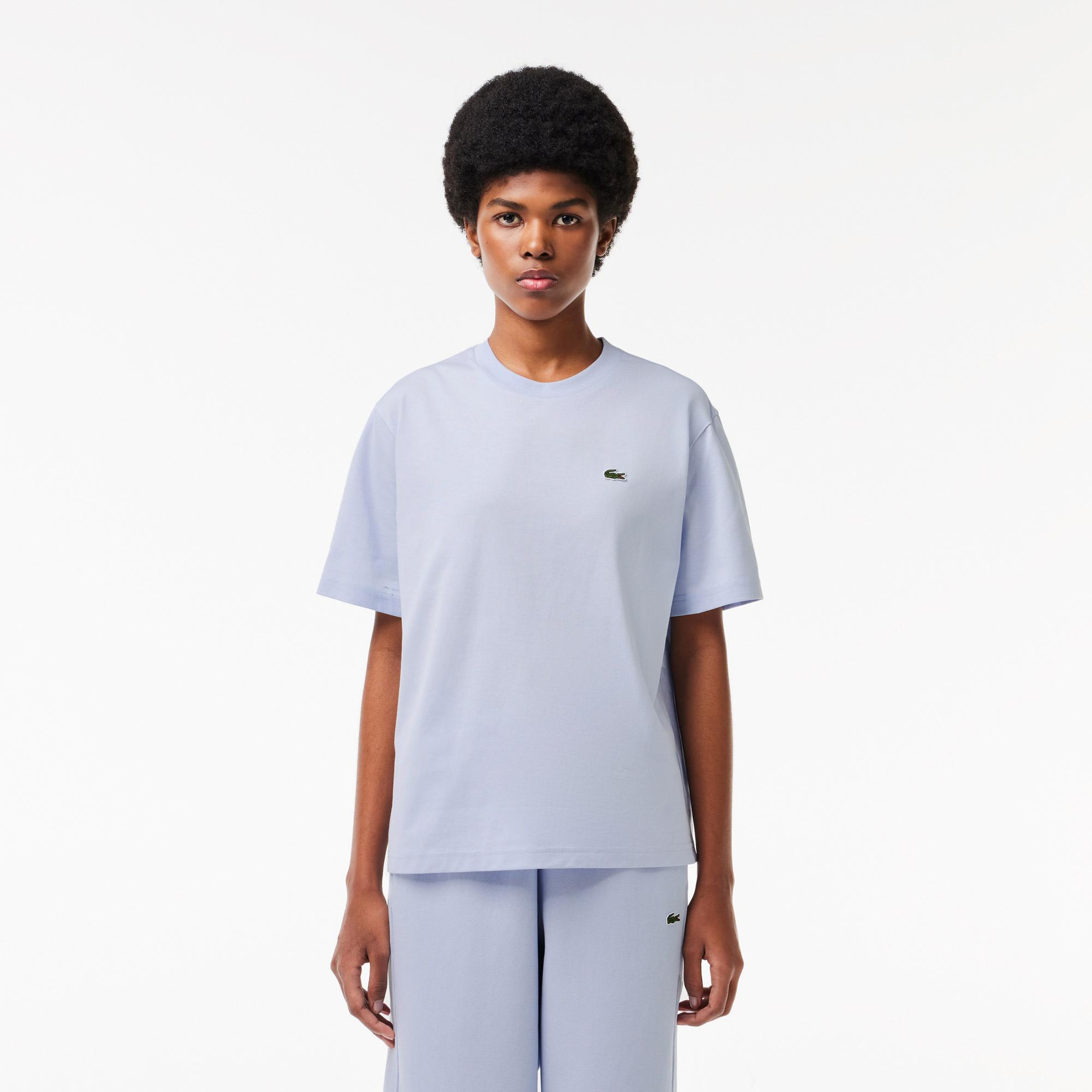 Kadın Relaxed Fit Bisiklet Yaka Mavi T-Shirt