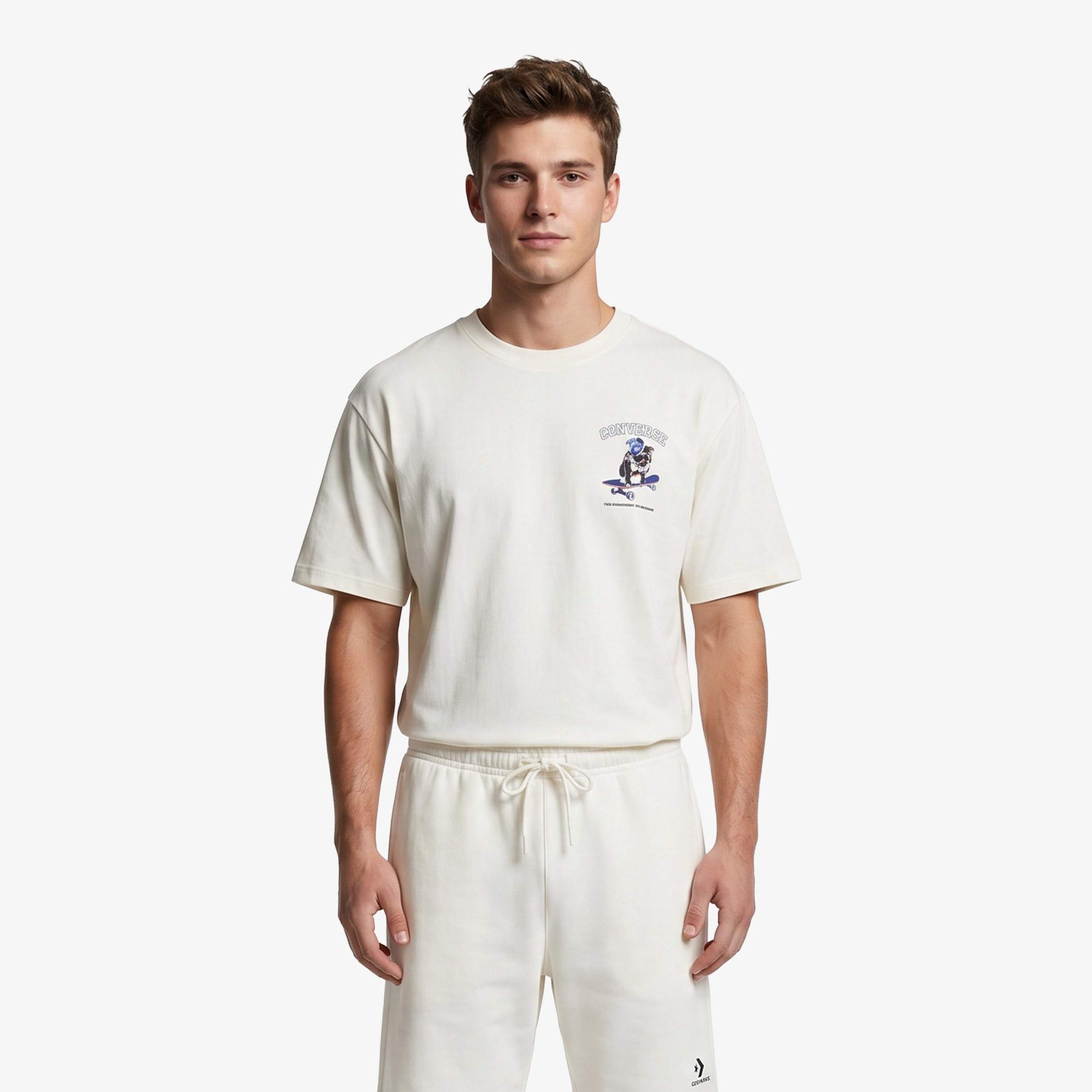 Converse Regular Fit Erkek Krem T-Shirt