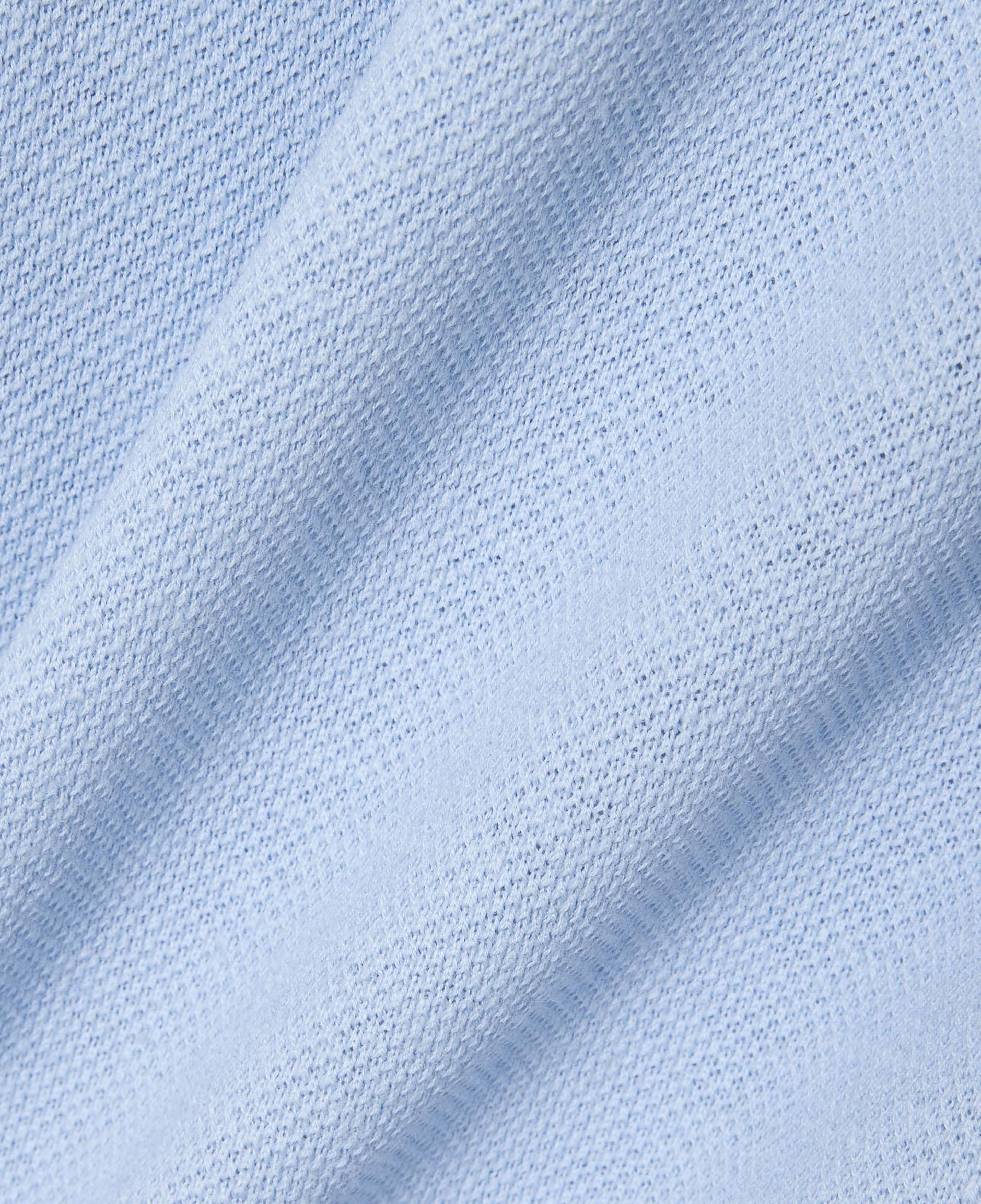 Erkek Classic Fit Keten Mavi Polo