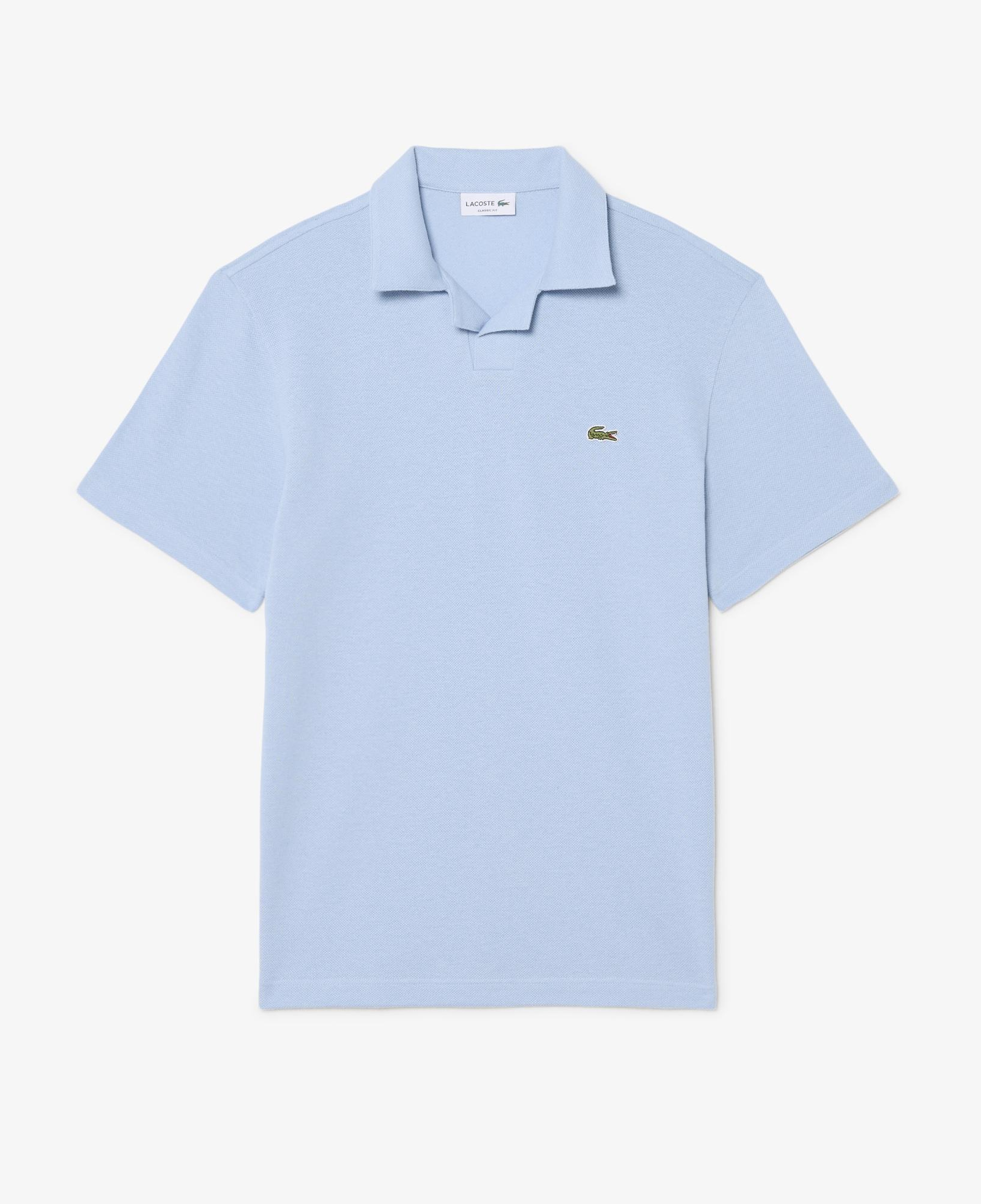 Erkek Classic Fit Keten Mavi Polo