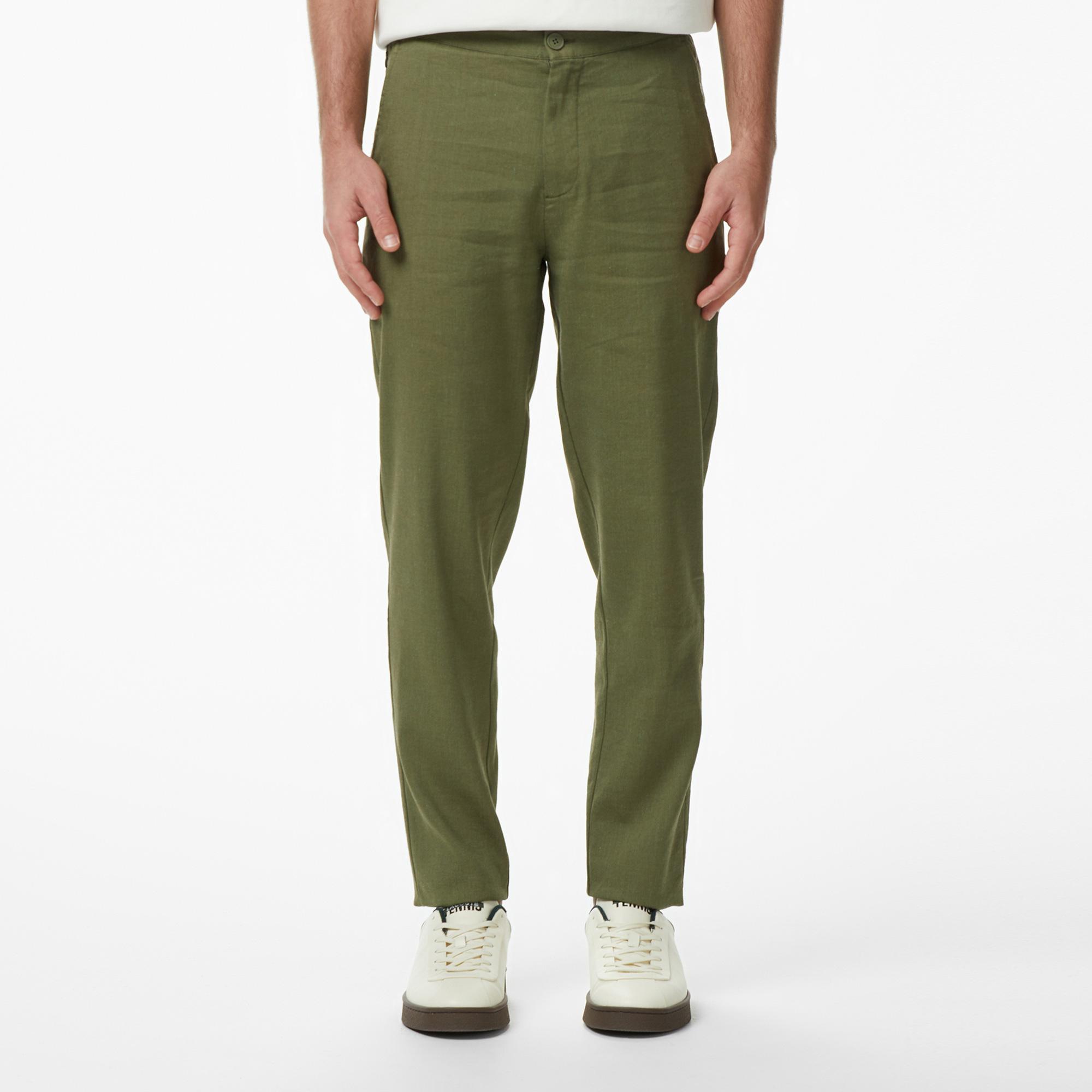 Erkek Tapered Fit Haki Chino Pantolon
