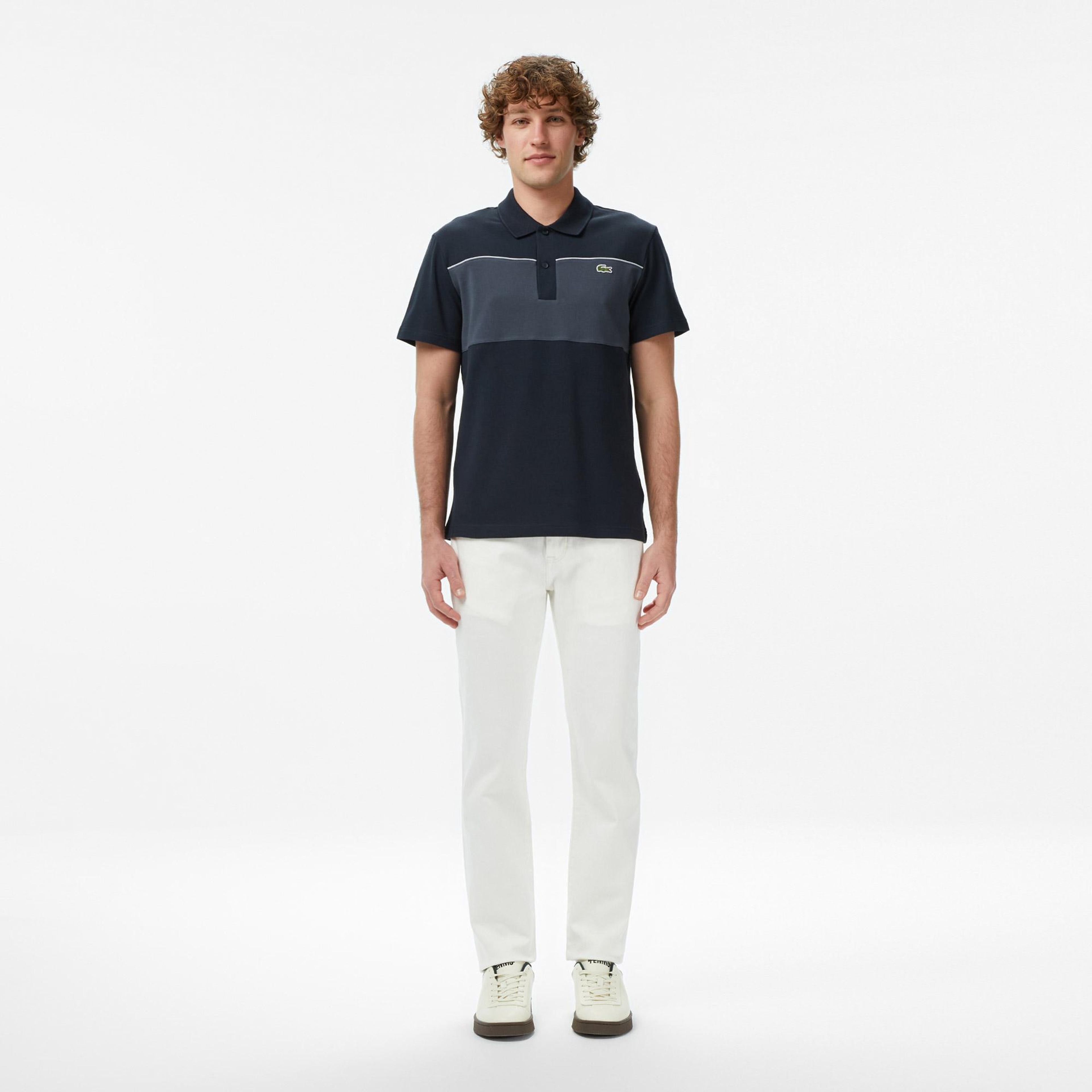 Erkek Regular Fit Renk Bloklu Koyu Gri Polo