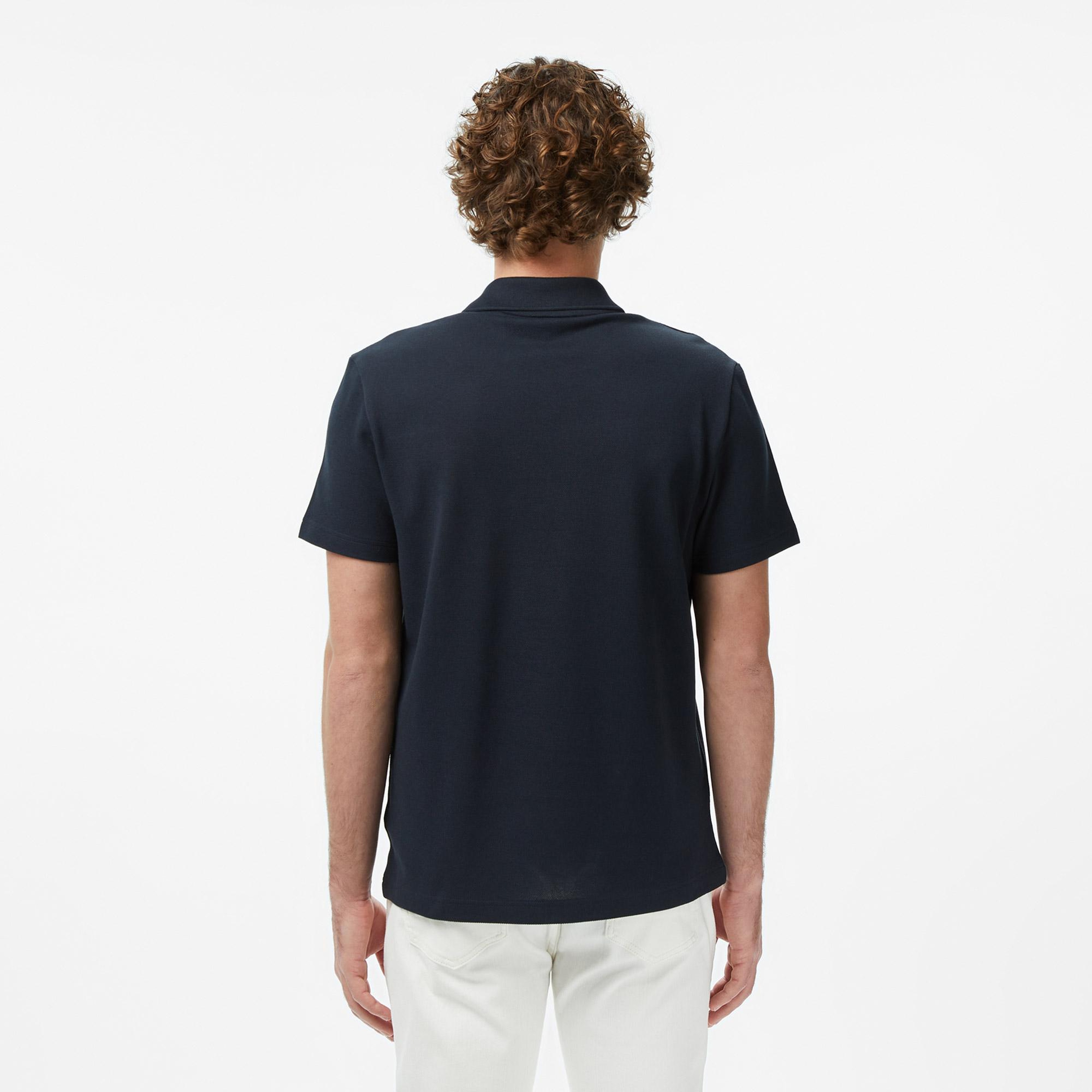 Erkek Regular Fit Renk Bloklu Koyu Gri Polo