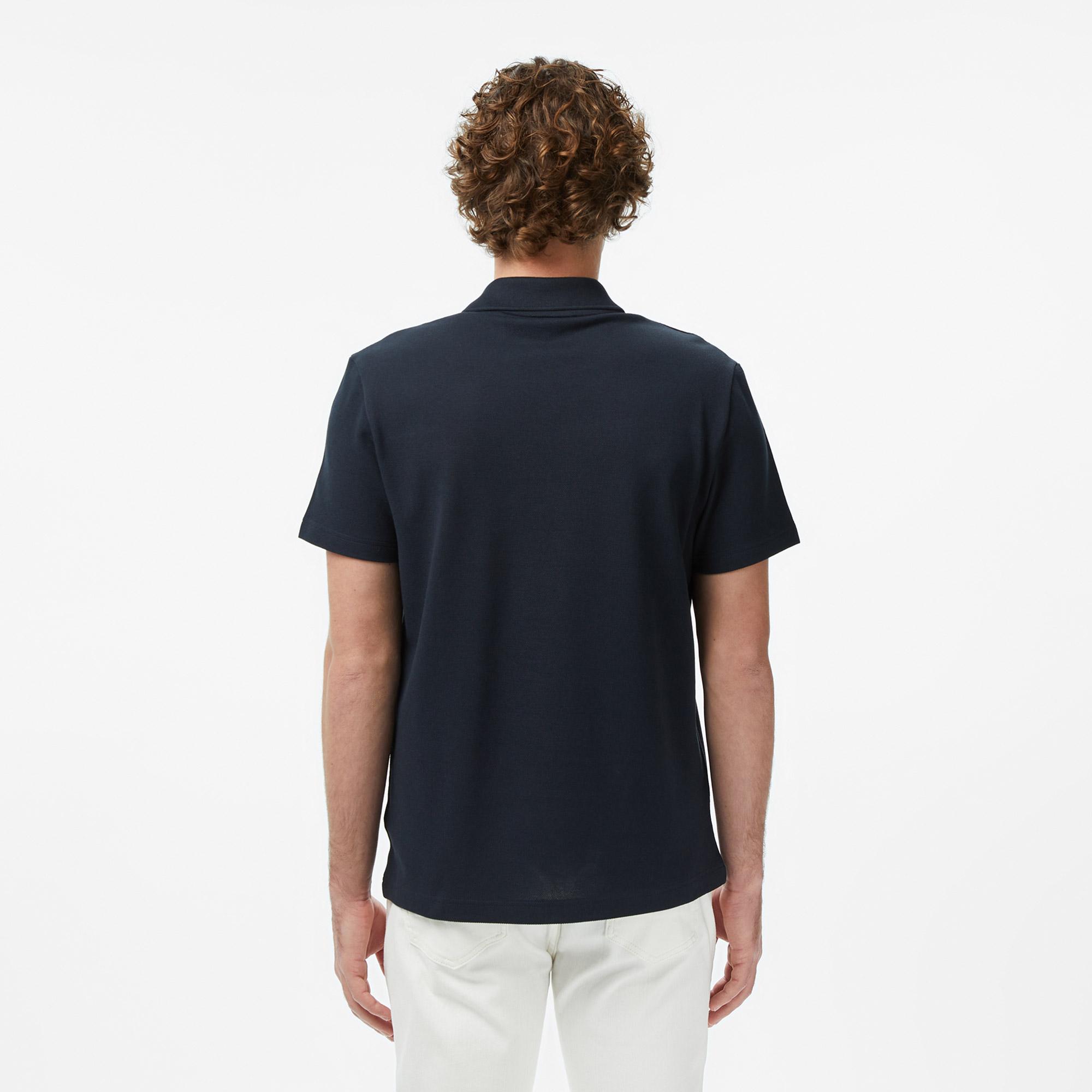 Erkek Regular Fit Renk Bloklu Koyu Gri Polo