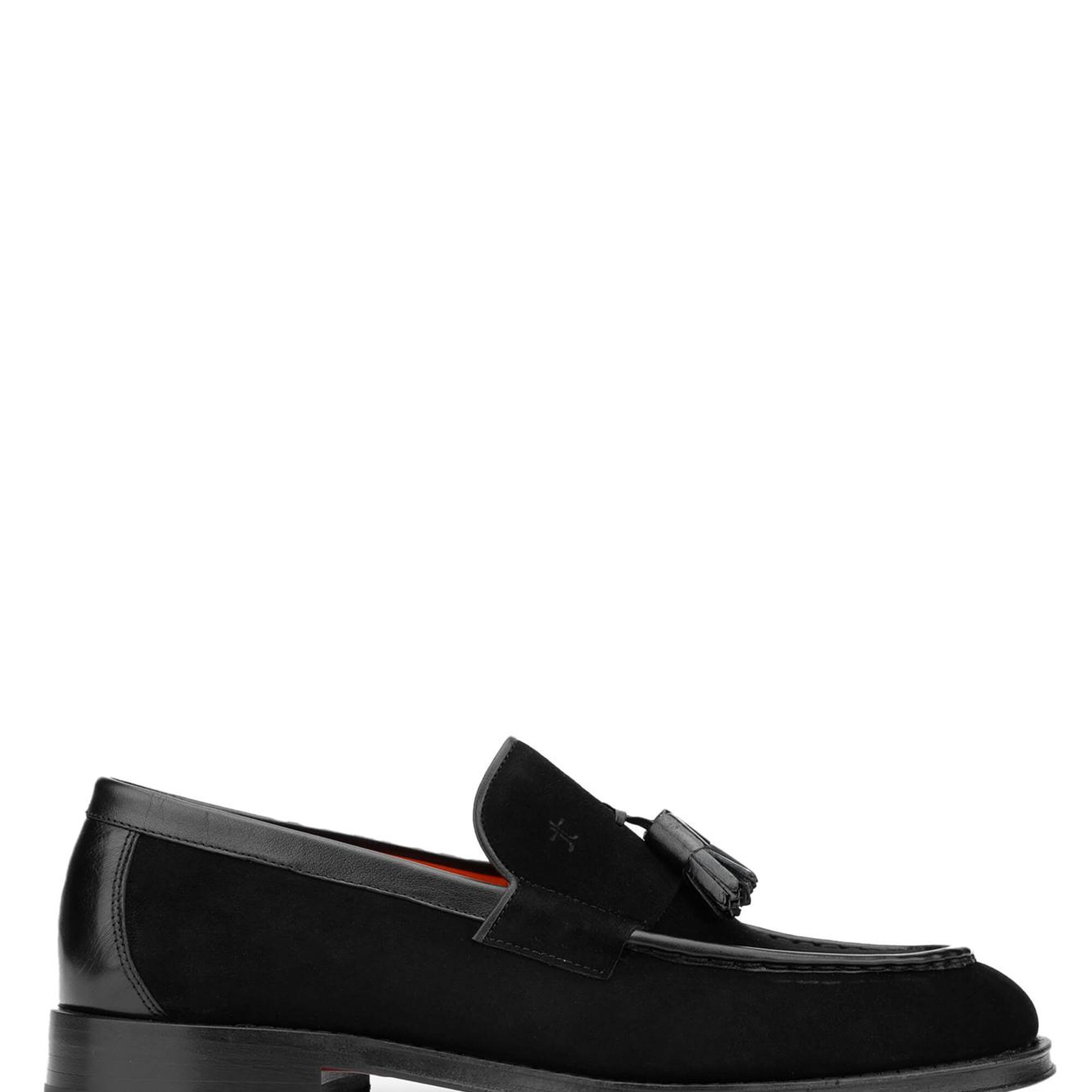 Tamer Tanca Erkek Hakiki Deri Siyah Süet Loafer Ayakkabı