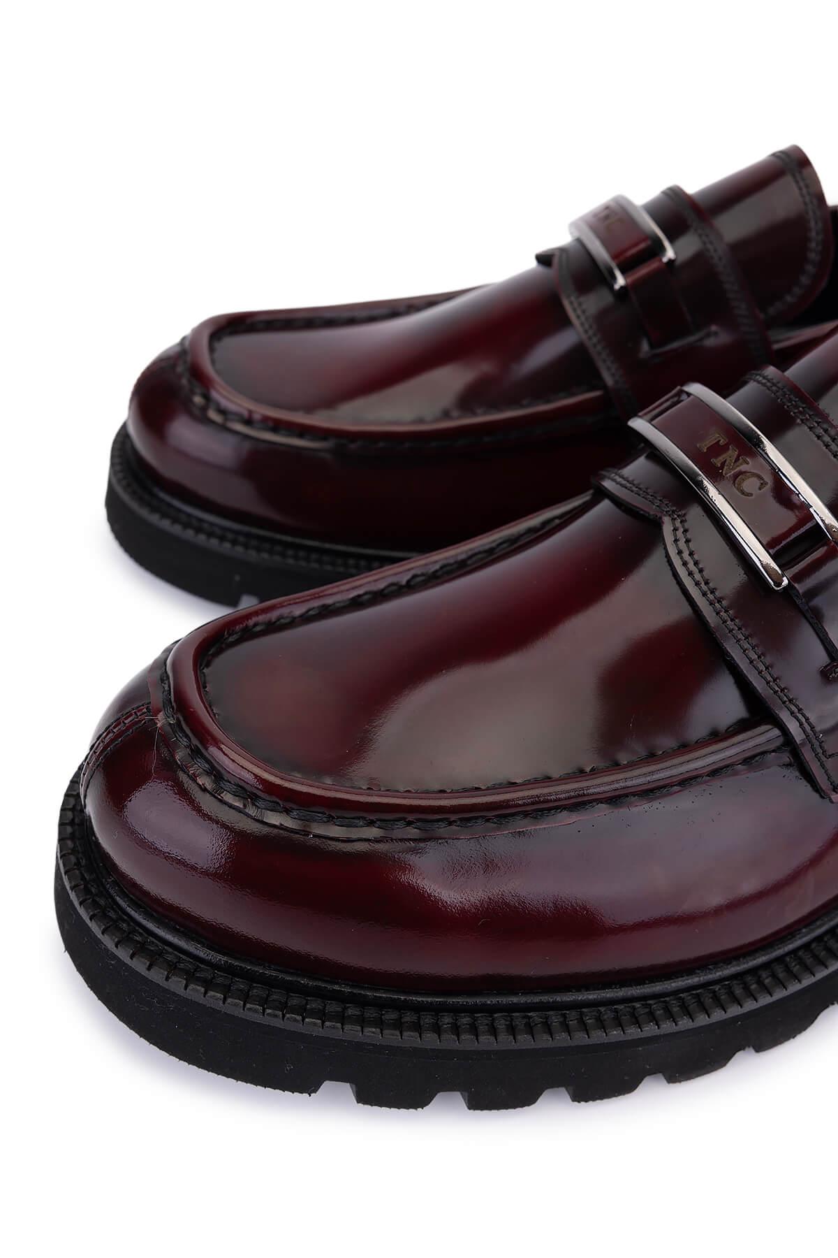 Tamer Tanca Erkek Hakiki Deri Bordo Loafer Ayakkabı