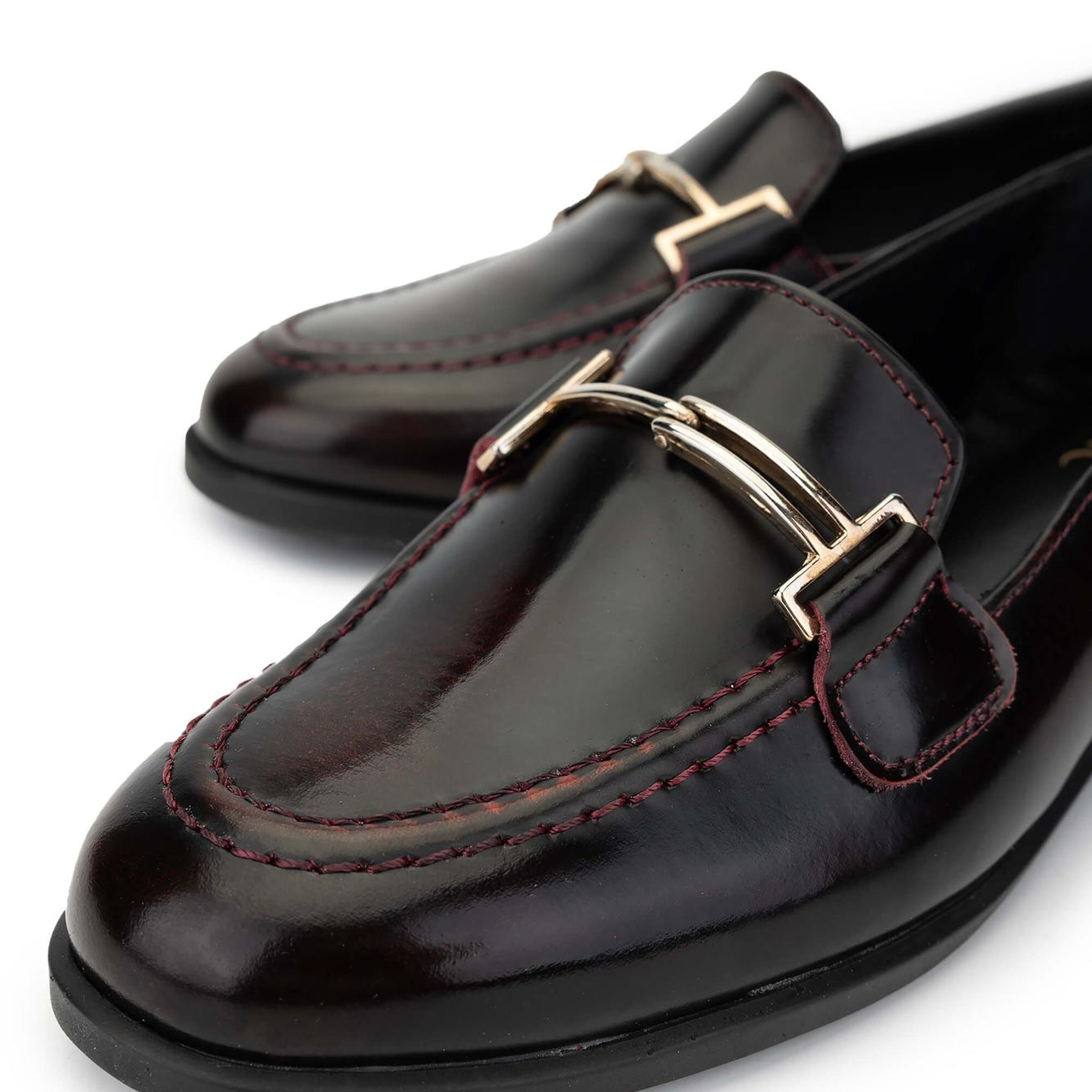 Tamer Tanca Kadın Hakiki Deri Bordo Loafer Ayakkabı