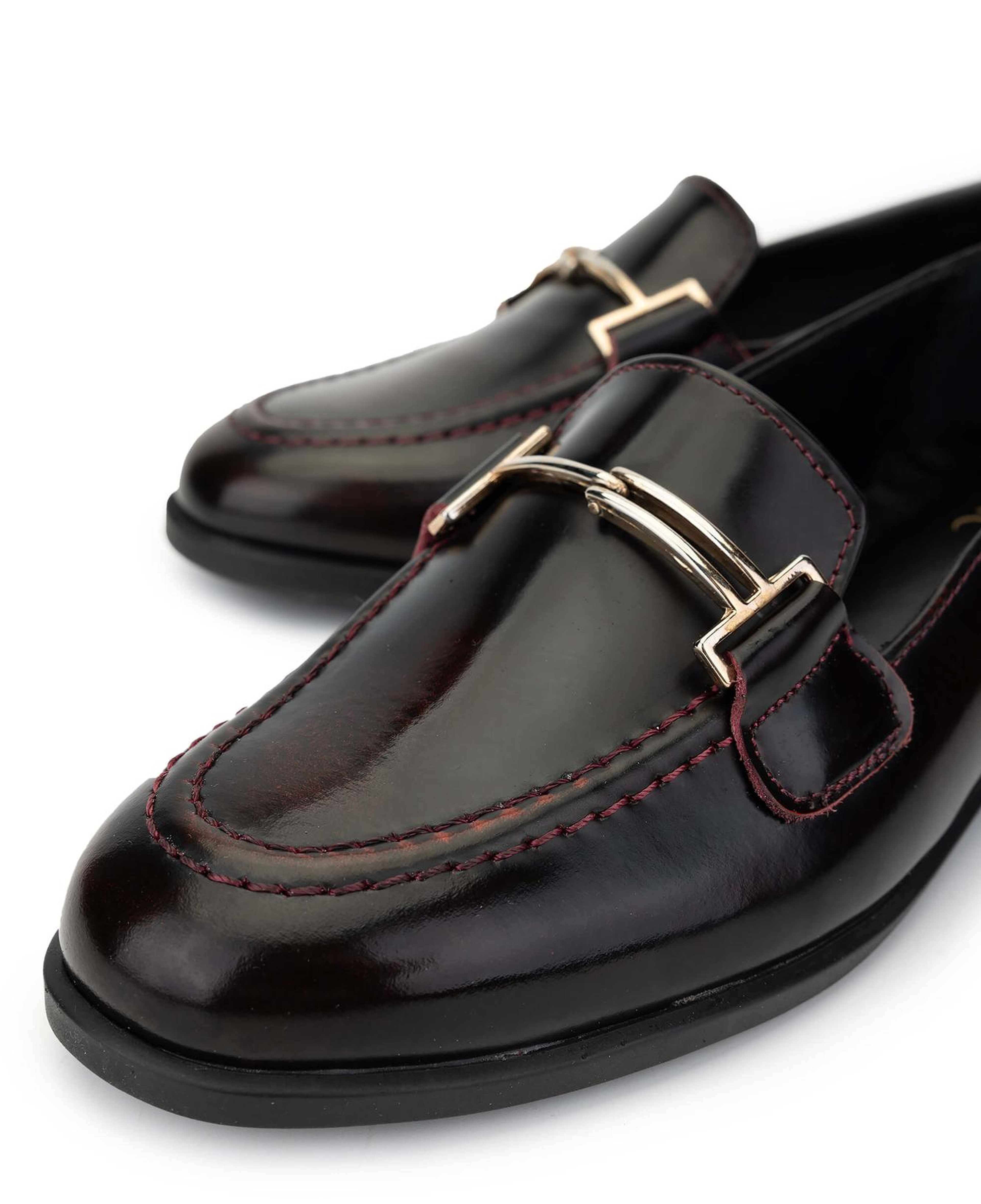 Tamer Tanca Kadın Hakiki Deri Bordo Loafer Ayakkabı