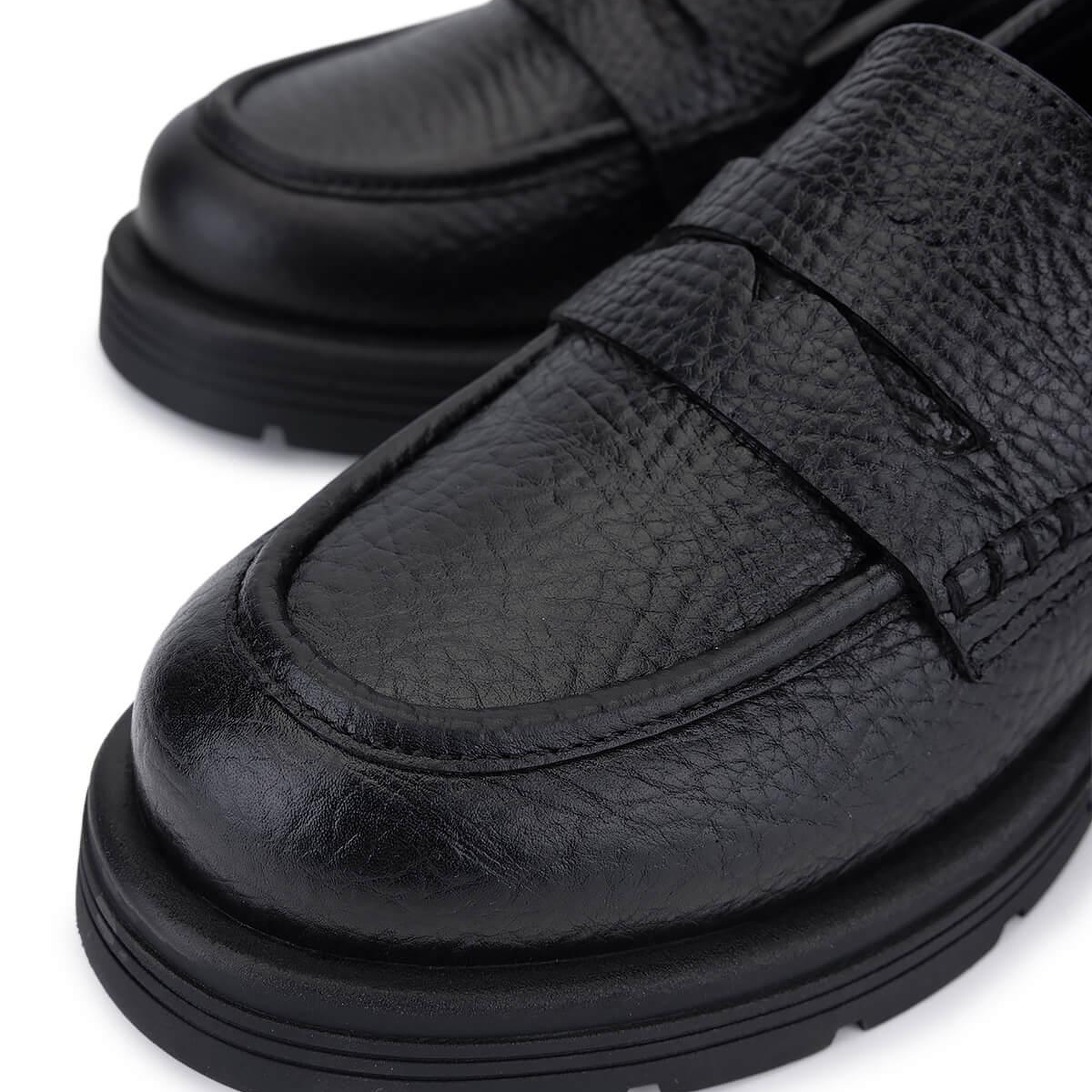 Tamer Tanca Kadın Hakiki Deri Siyah Jumbo Loafer Ayakkabı