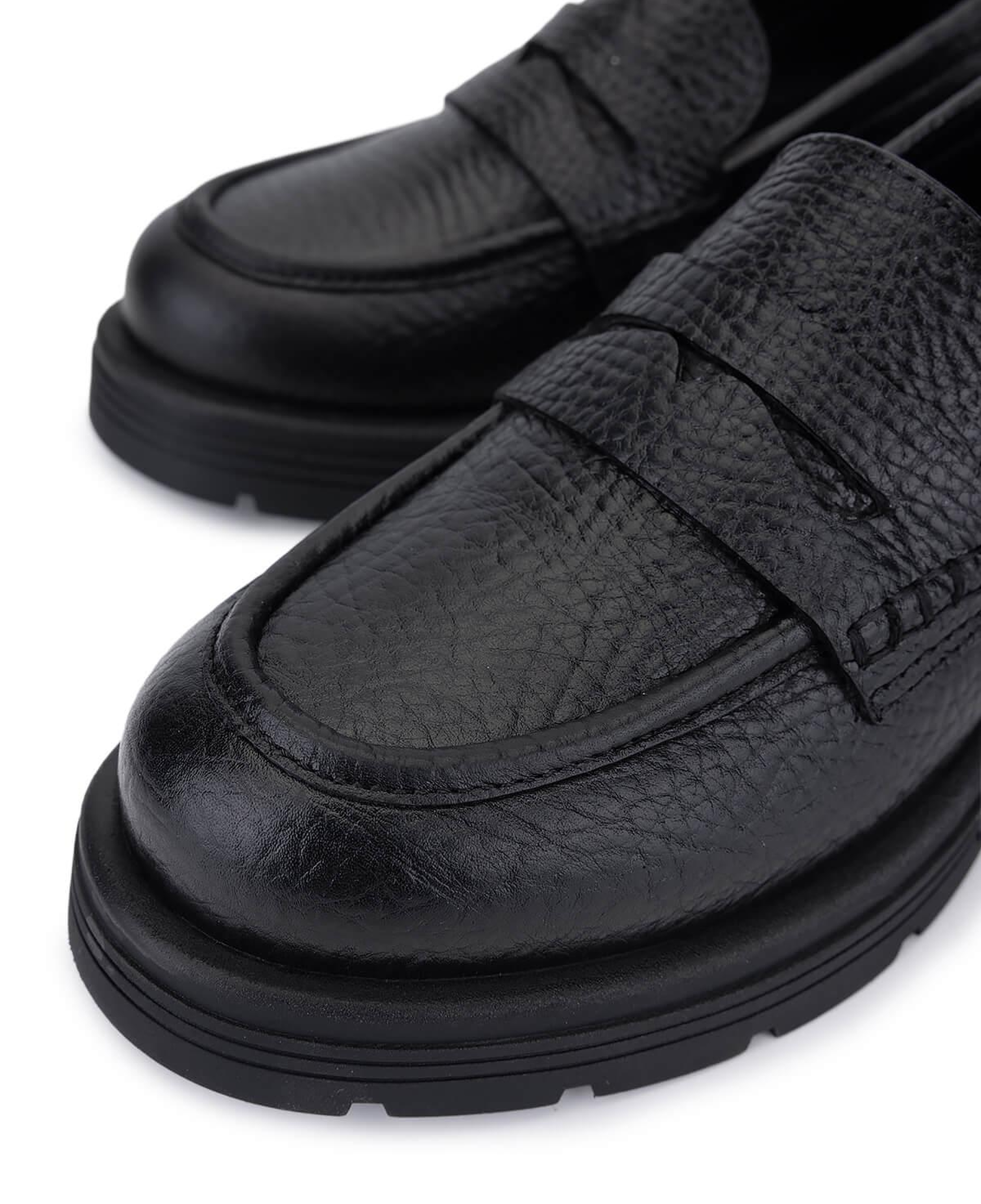 Tamer Tanca Kadın Hakiki Deri Siyah Jumbo Loafer Ayakkabı