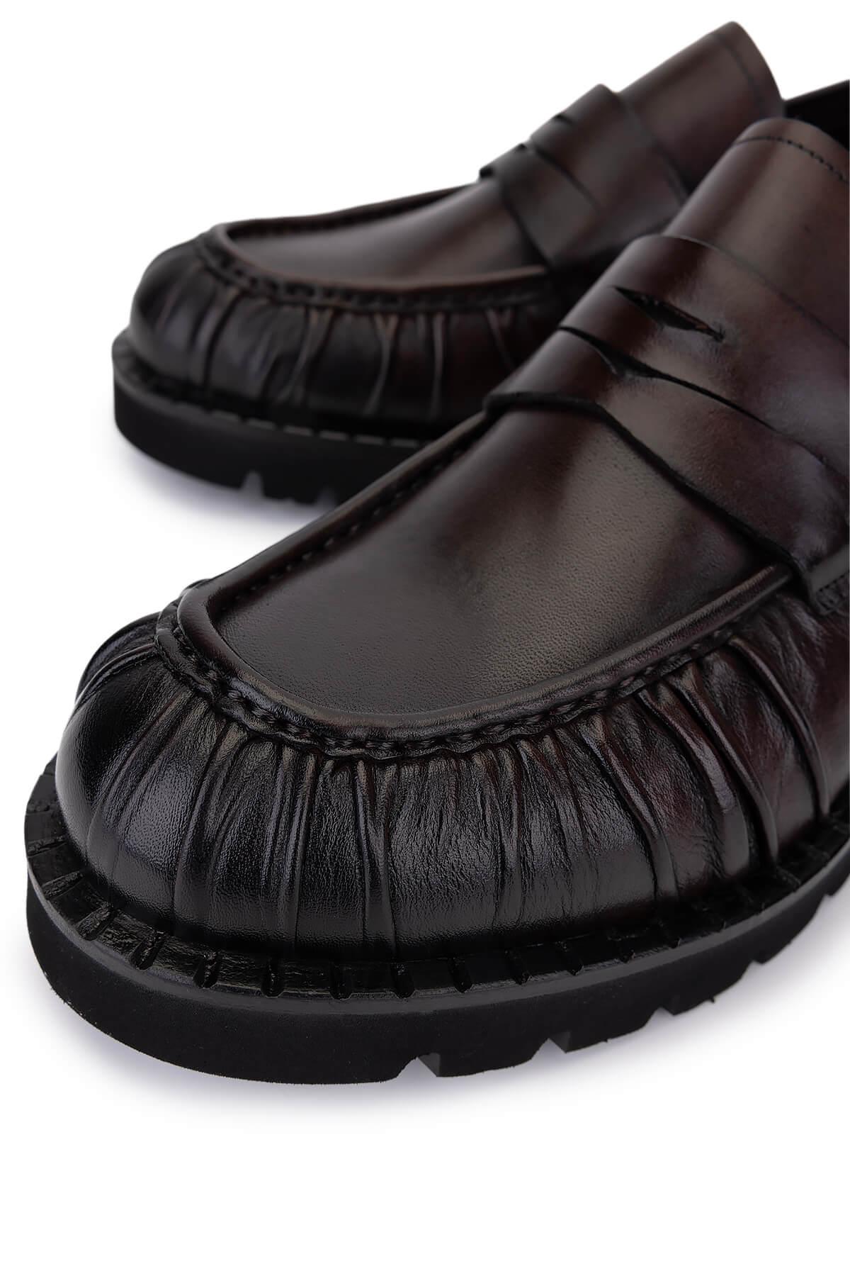 Tamer Tanca Erkek Hakiki Deri Kahverengi Loafer Ayakkabı