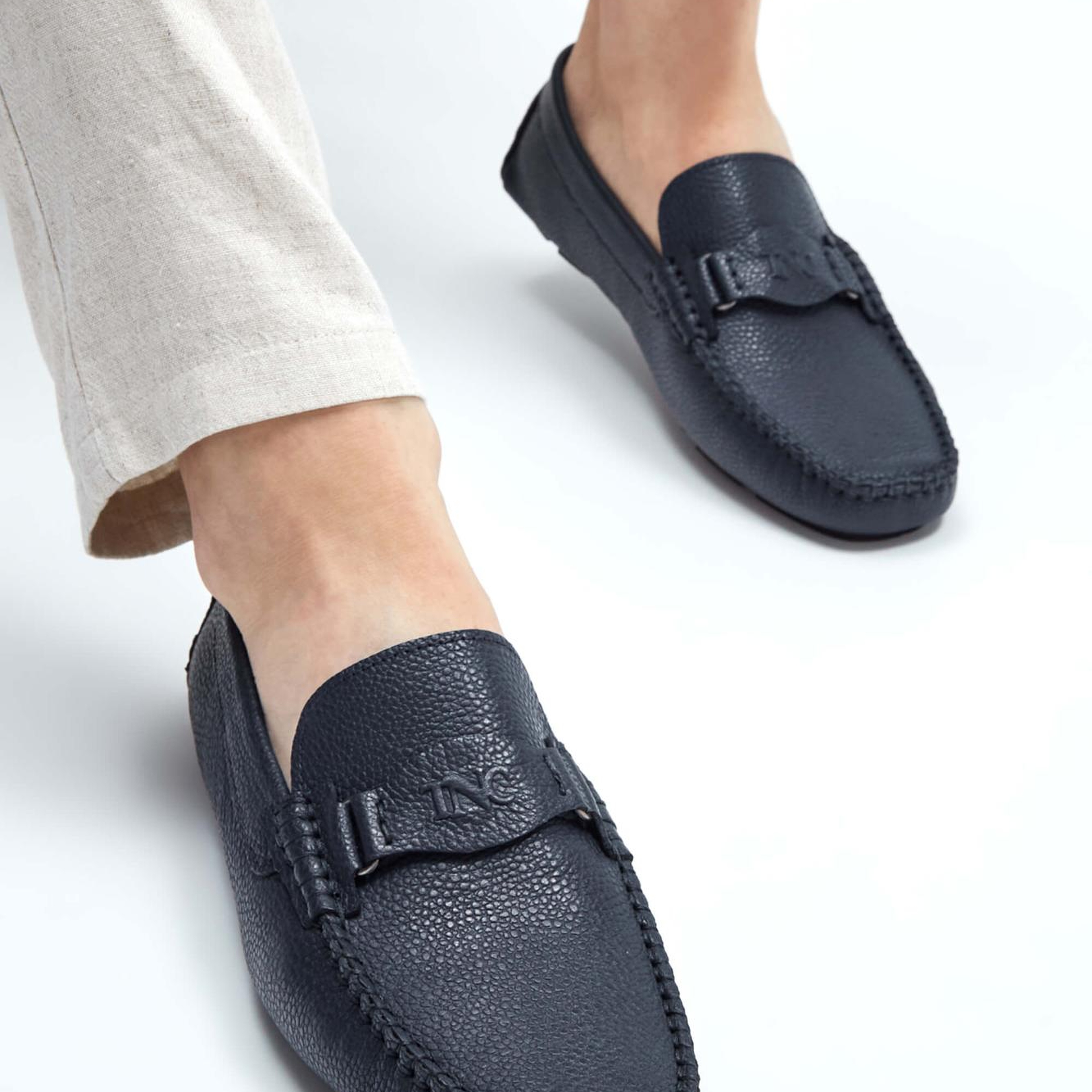 Tamer Tanca Erkek Hakiki Deri Lacivert Loafer Ayakkabı