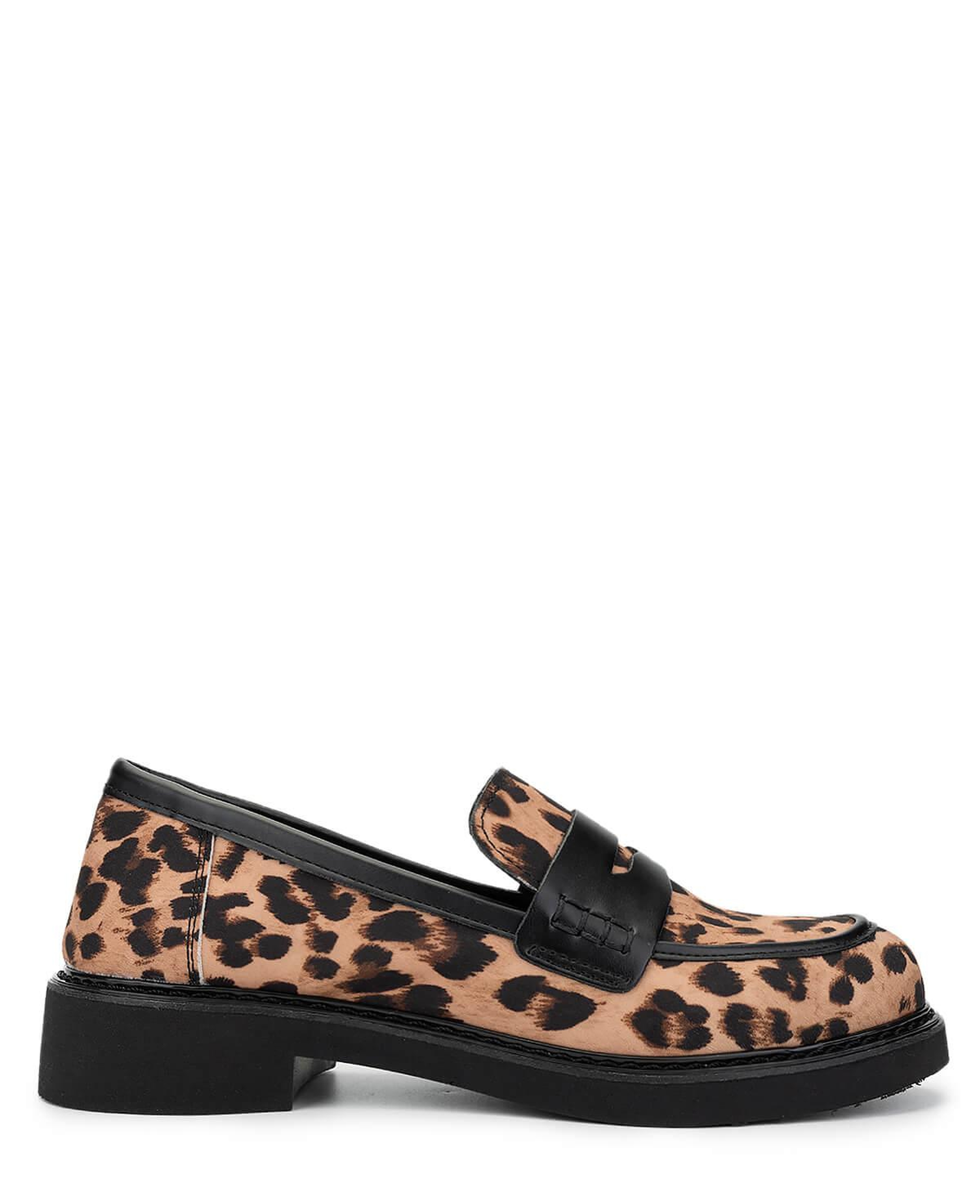 Tamer Tanca Kadın Vegan Leopar/Siyah Loafer Ayakkabı