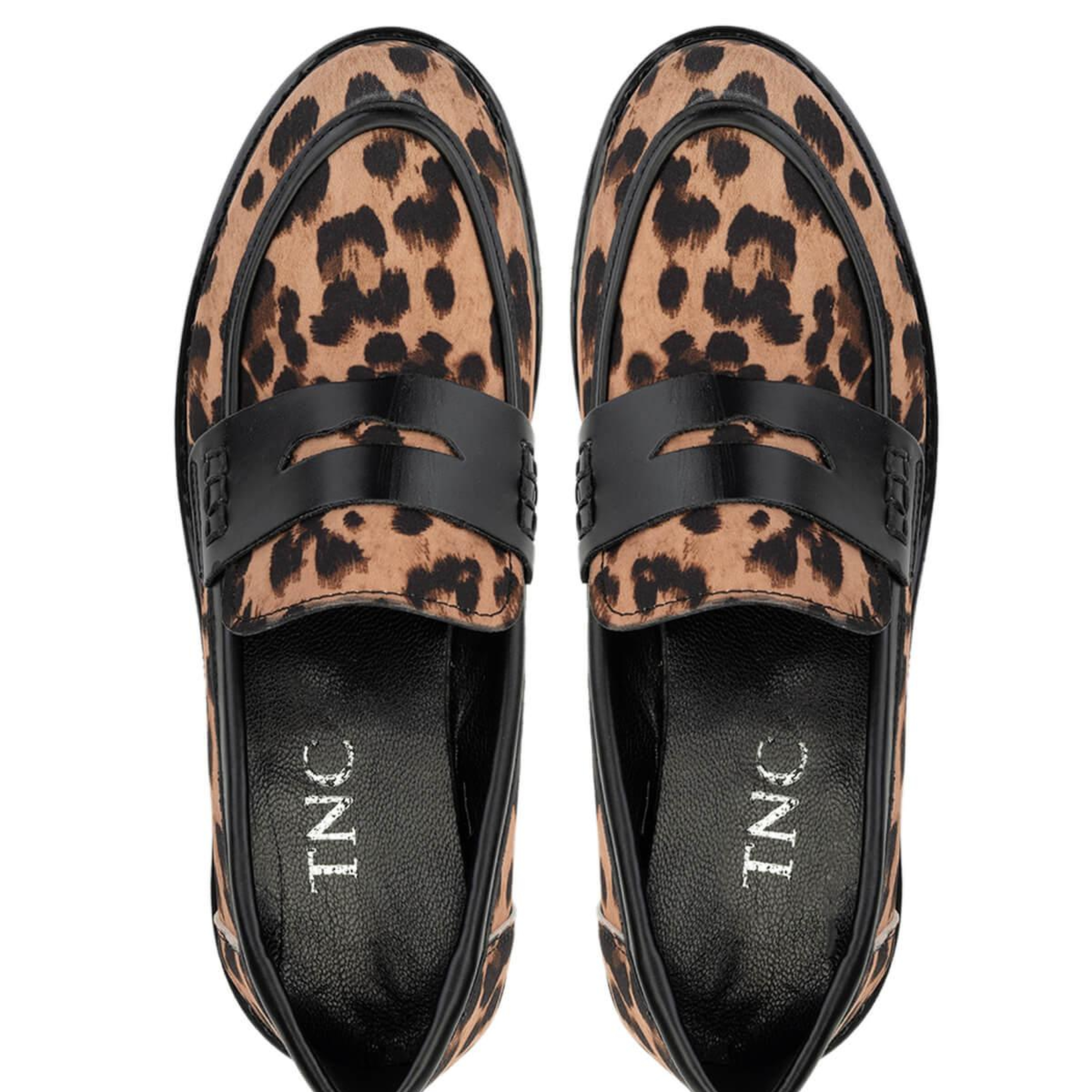 Tamer Tanca Kadın Vegan Leopar/Siyah Loafer Ayakkabı