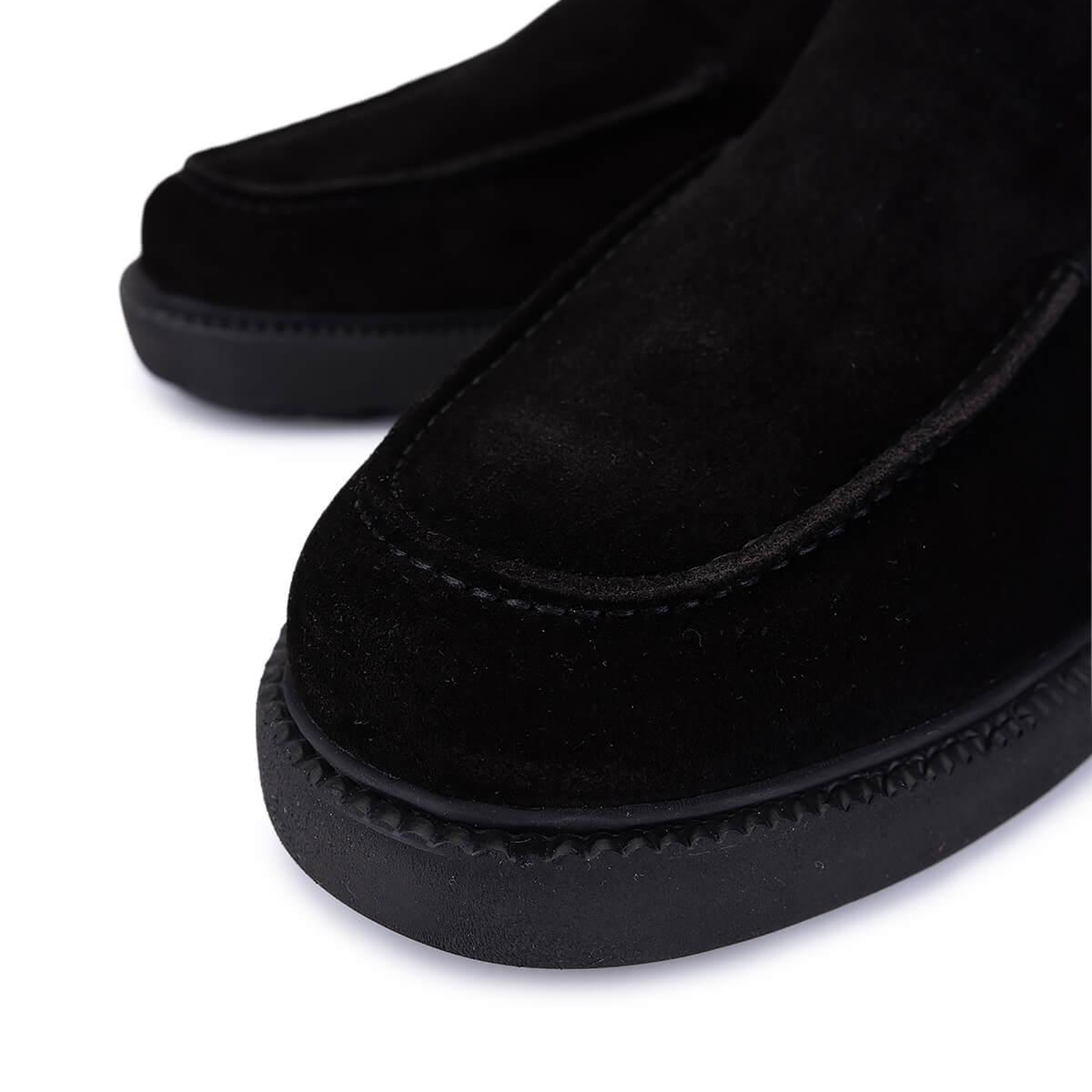 Tamer Tanca Erkek Hakiki Deri Siyah Süet Loafer Ayakkabı