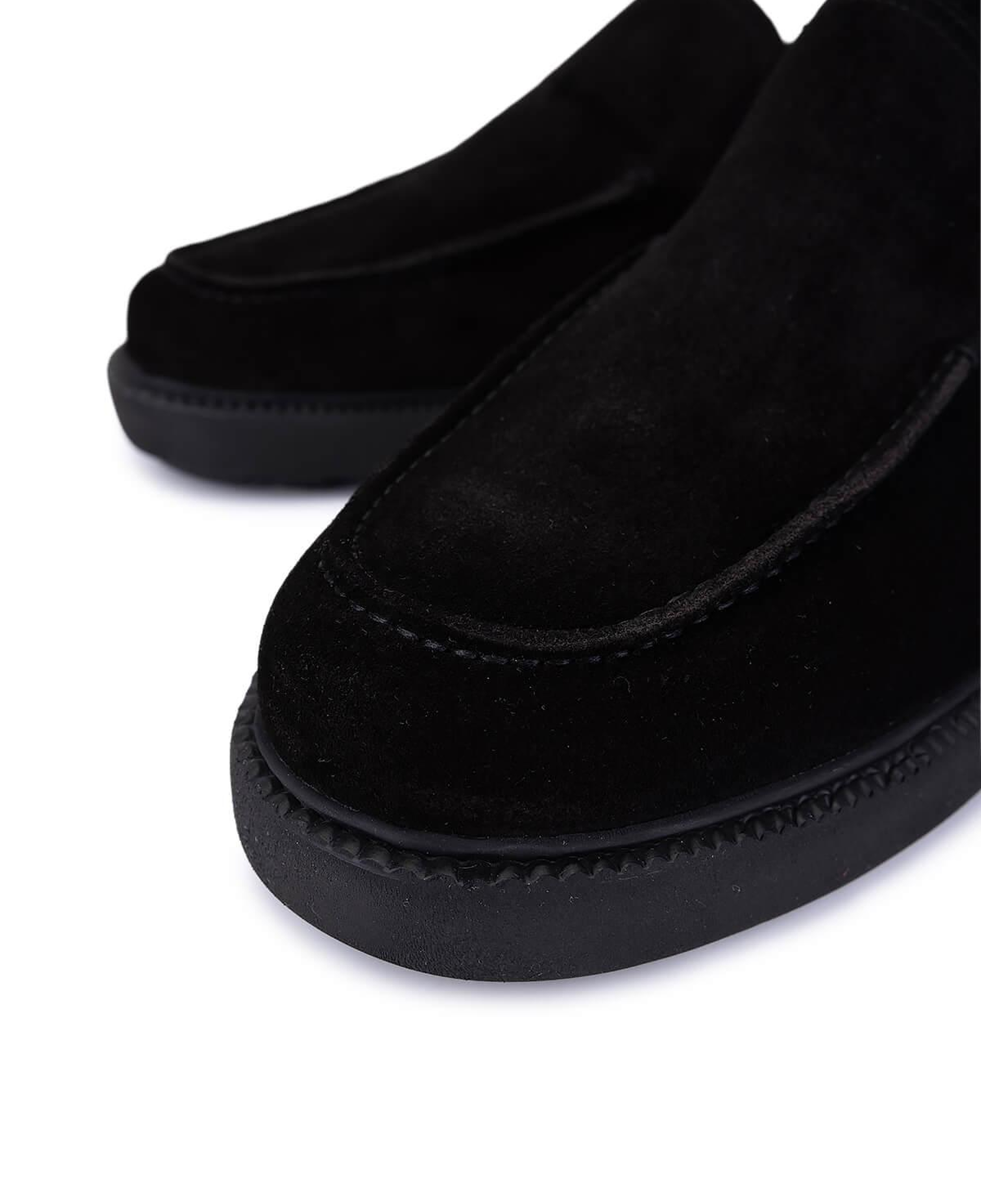 Tamer Tanca Erkek Hakiki Deri Siyah Süet Loafer Ayakkabı
