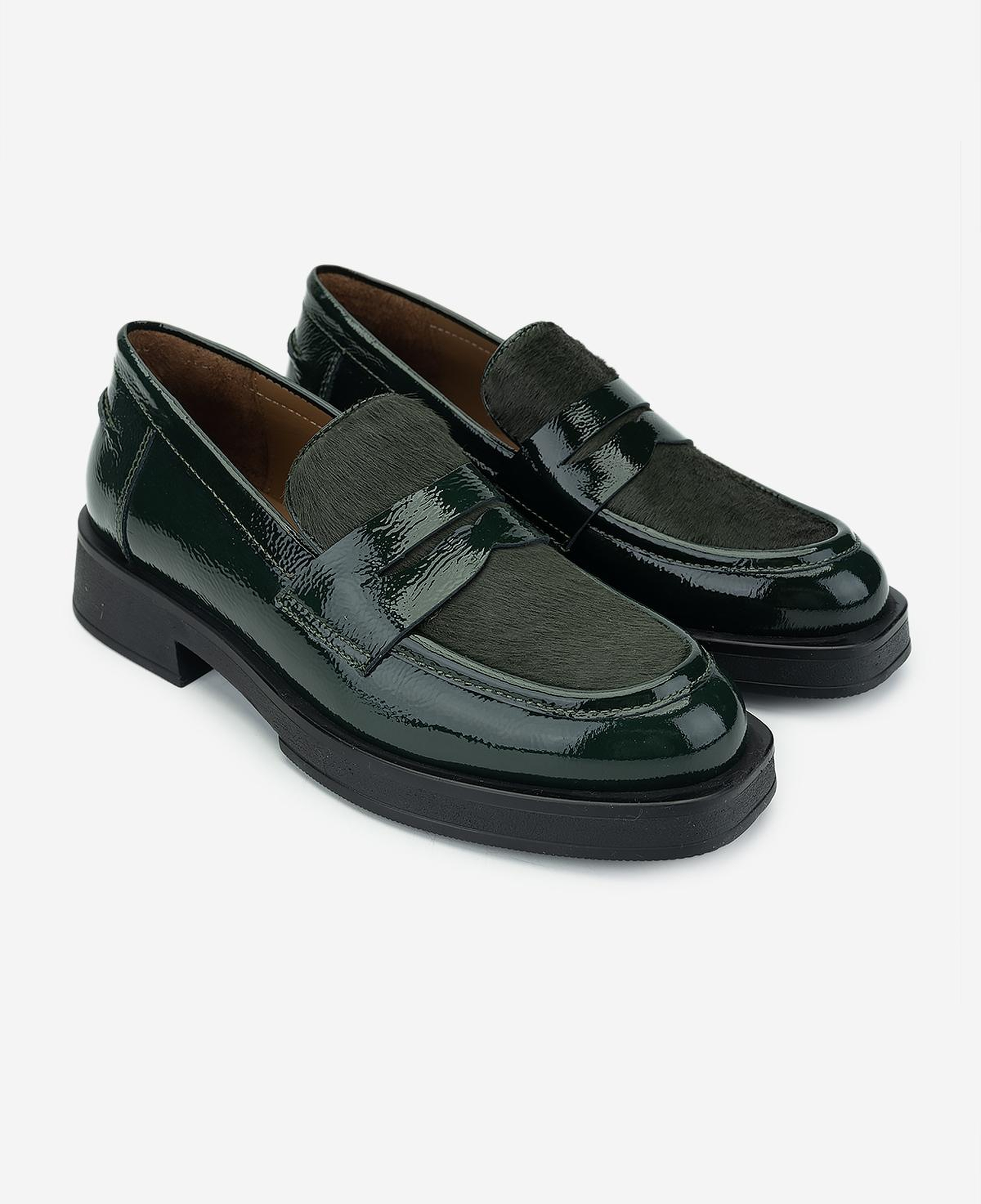Valmenti Kadın Deri & Tekstil Haki Loafer Ayakkabı