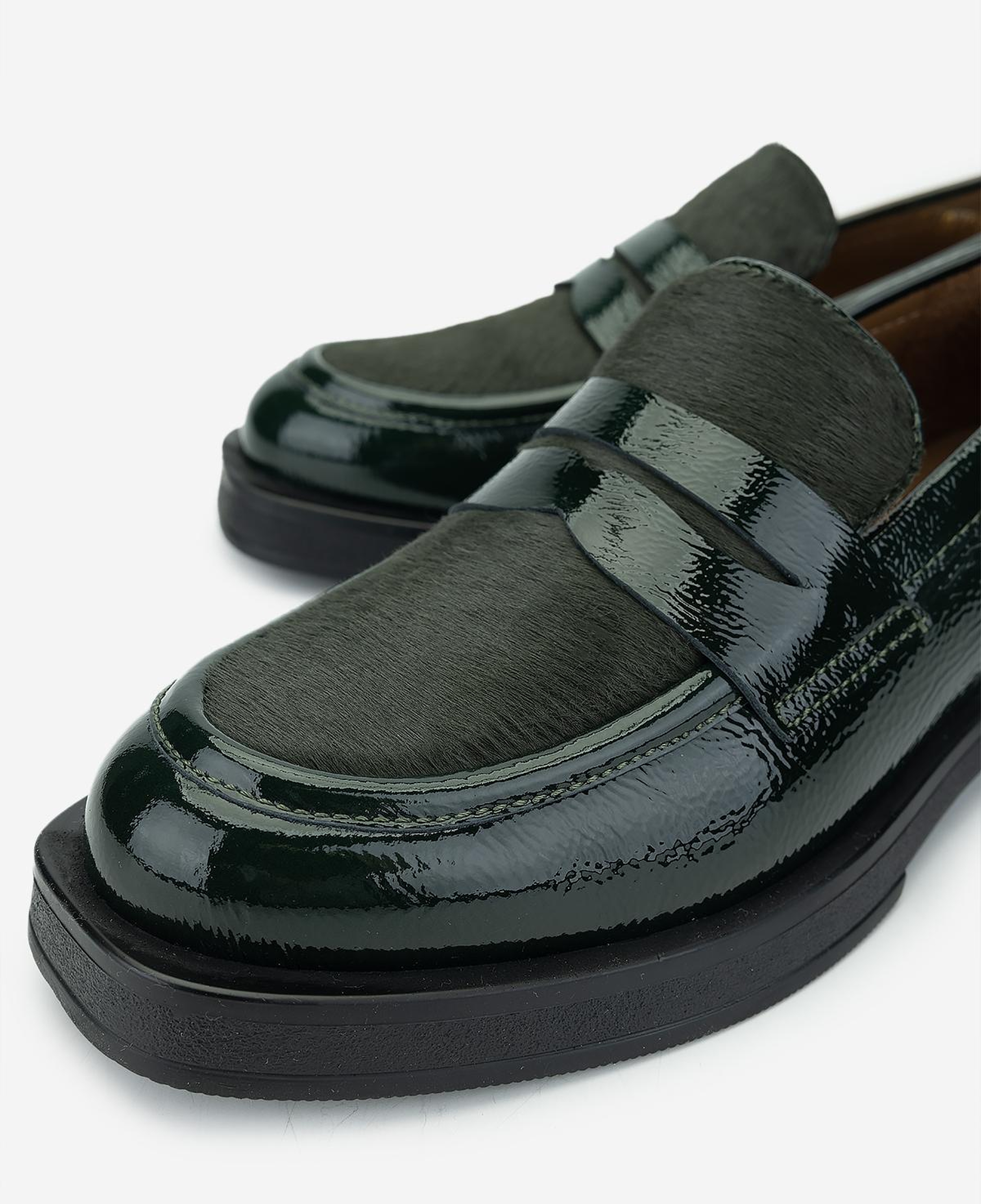 Valmenti Kadın Deri & Tekstil Haki Loafer Ayakkabı