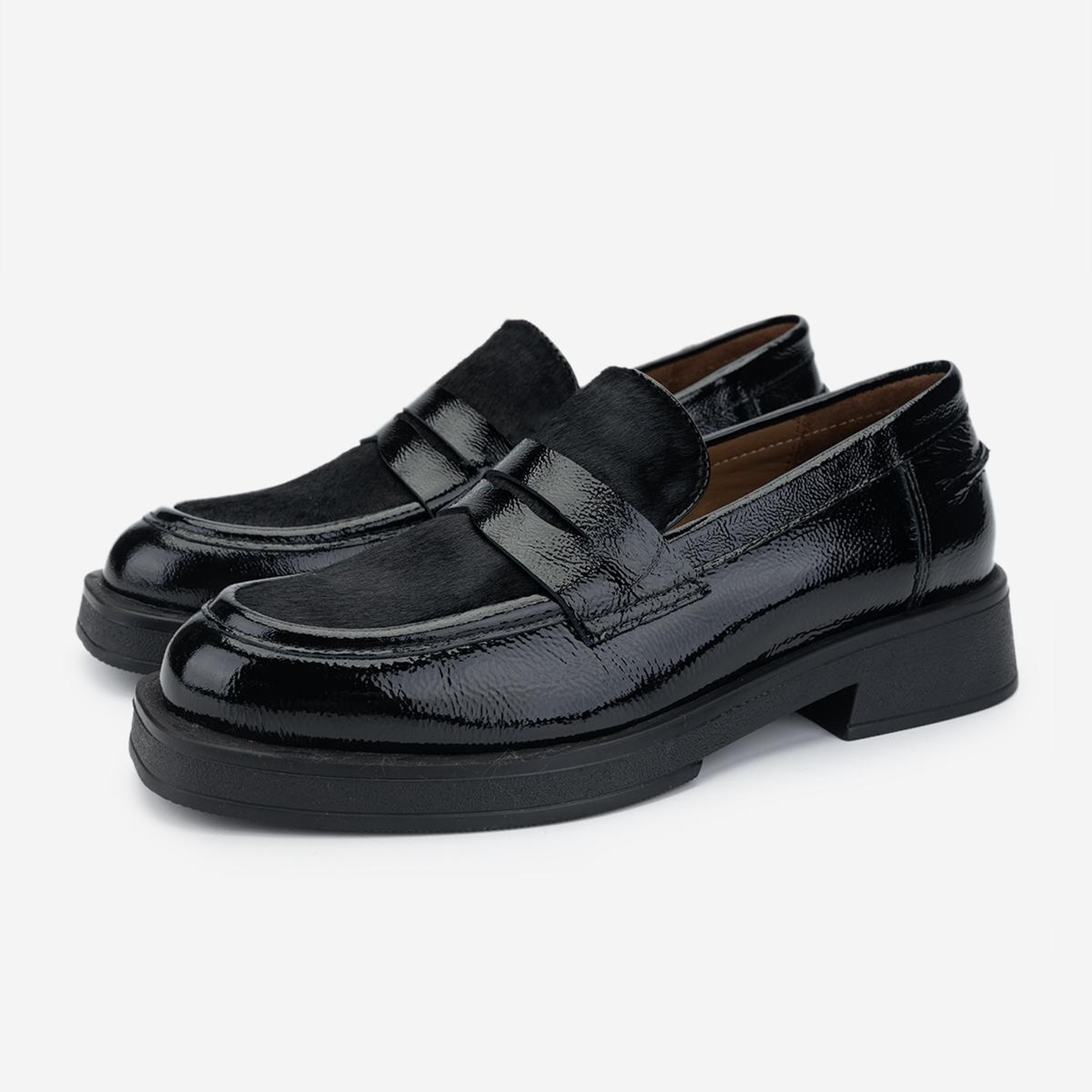 Valmenti Kadın Deri & Tekstil Siyah Loafer Ayakkabı