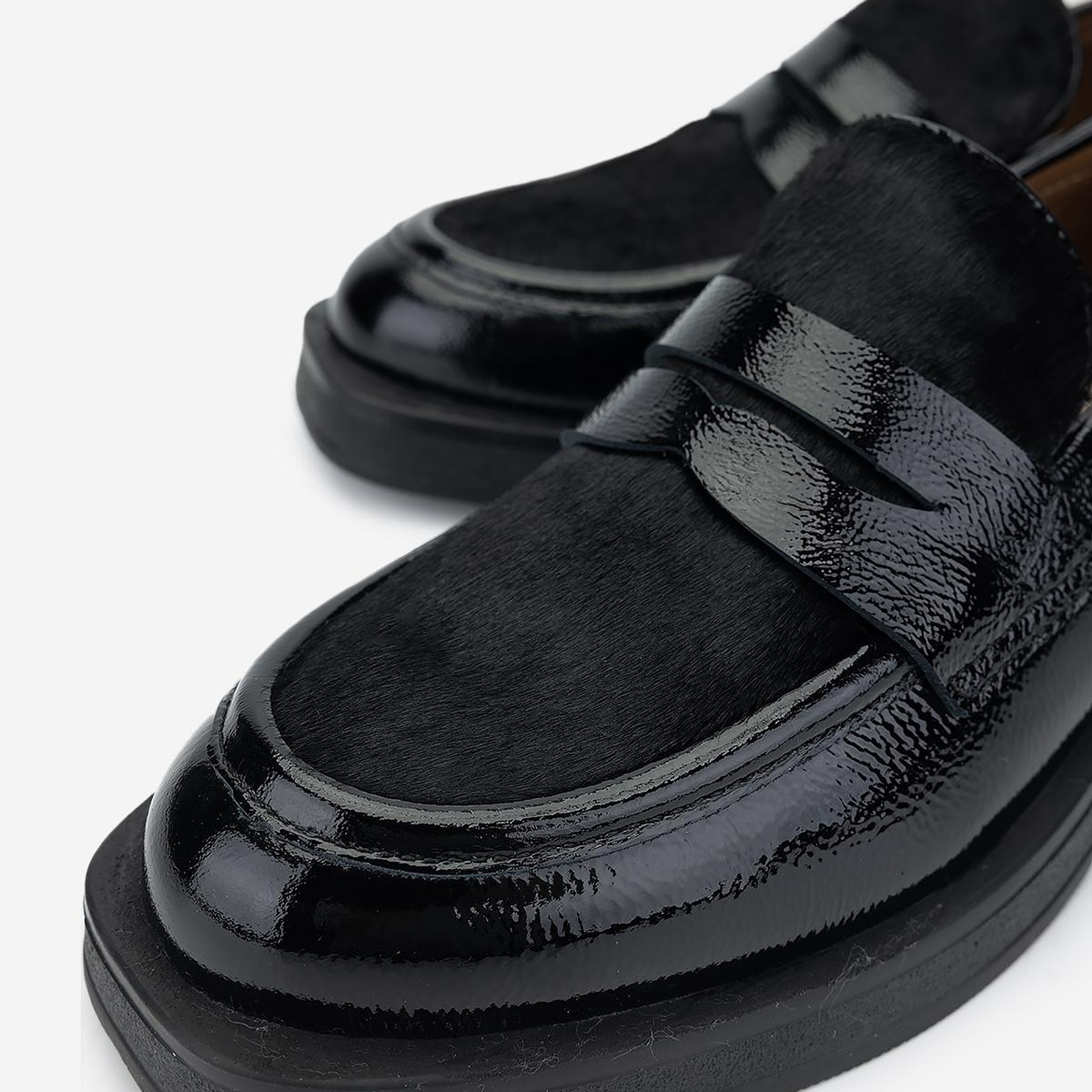 Valmenti Kadın Deri & Tekstil Siyah Loafer Ayakkabı