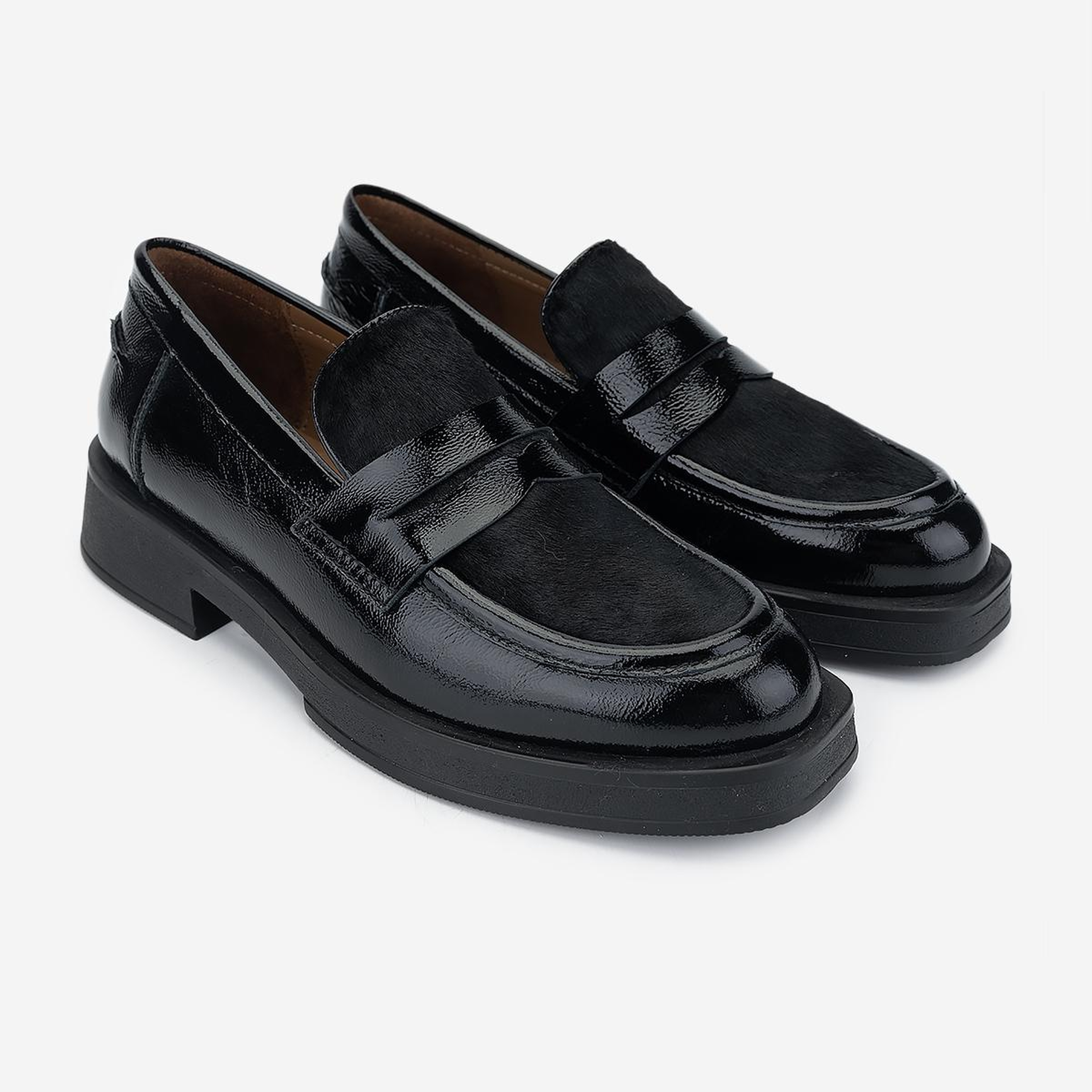 Valmenti Kadın Deri & Tekstil Siyah Loafer Ayakkabı