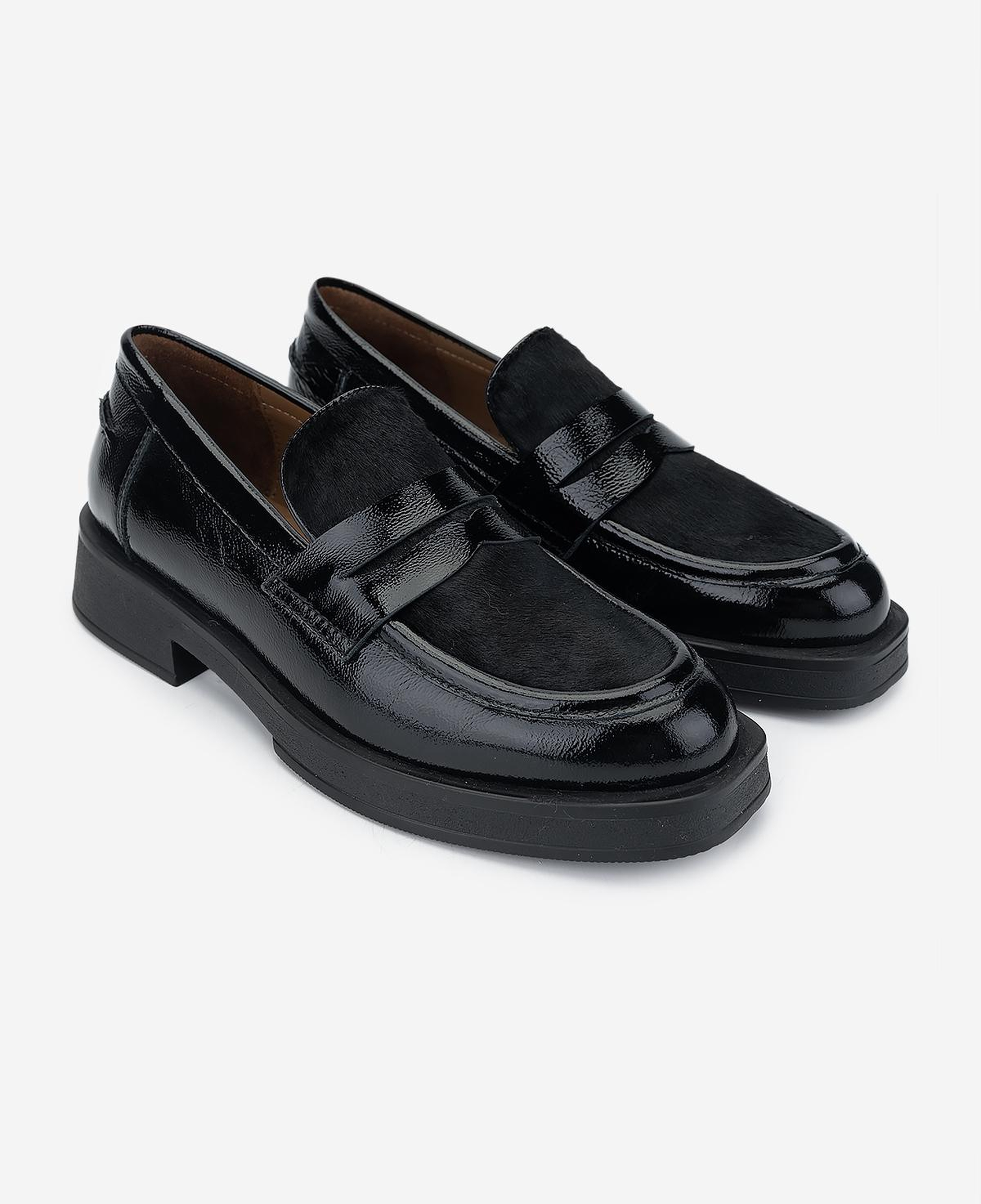 Valmenti Kadın Deri & Tekstil Siyah Loafer Ayakkabı