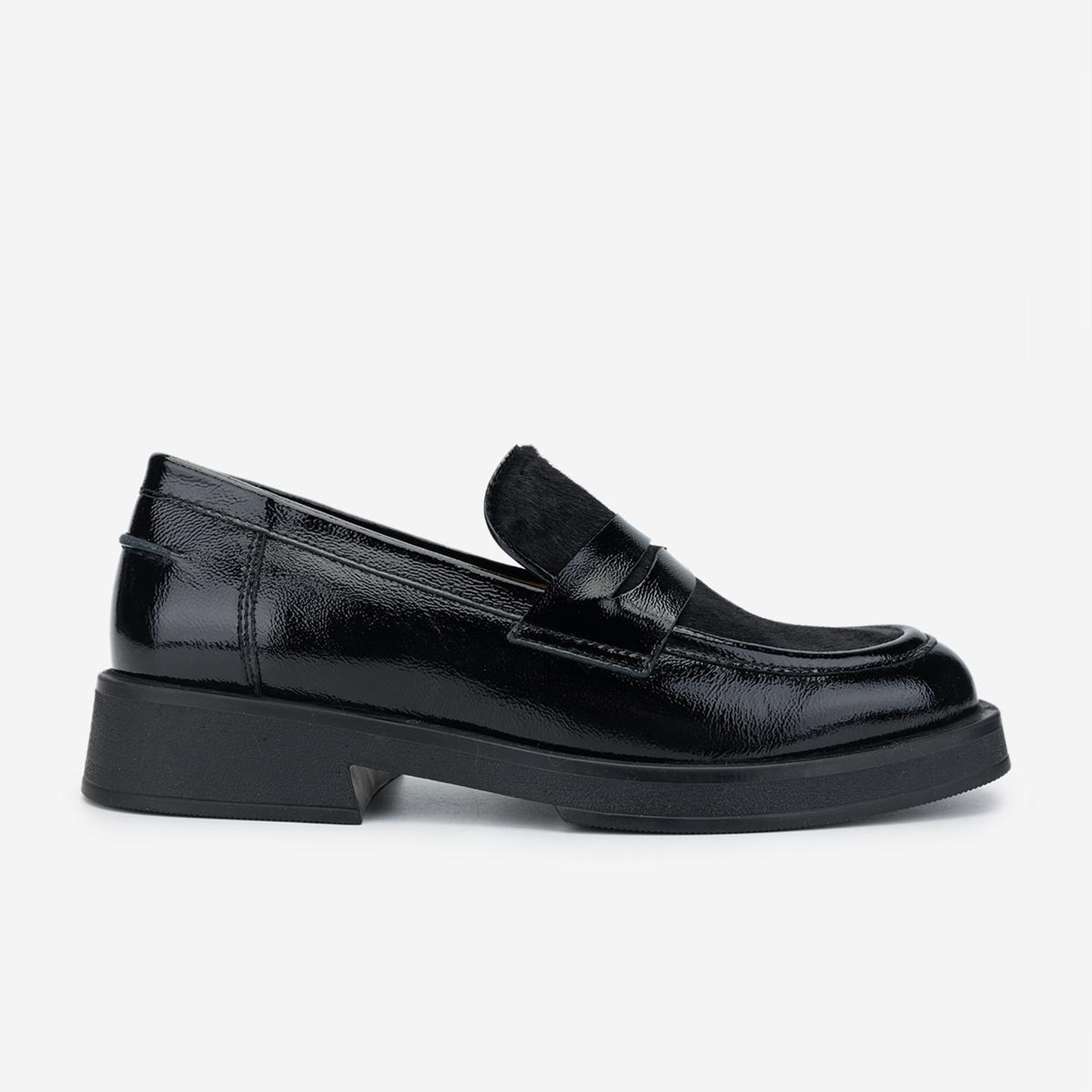 Valmenti Kadın Deri & Tekstil Siyah Loafer Ayakkabı