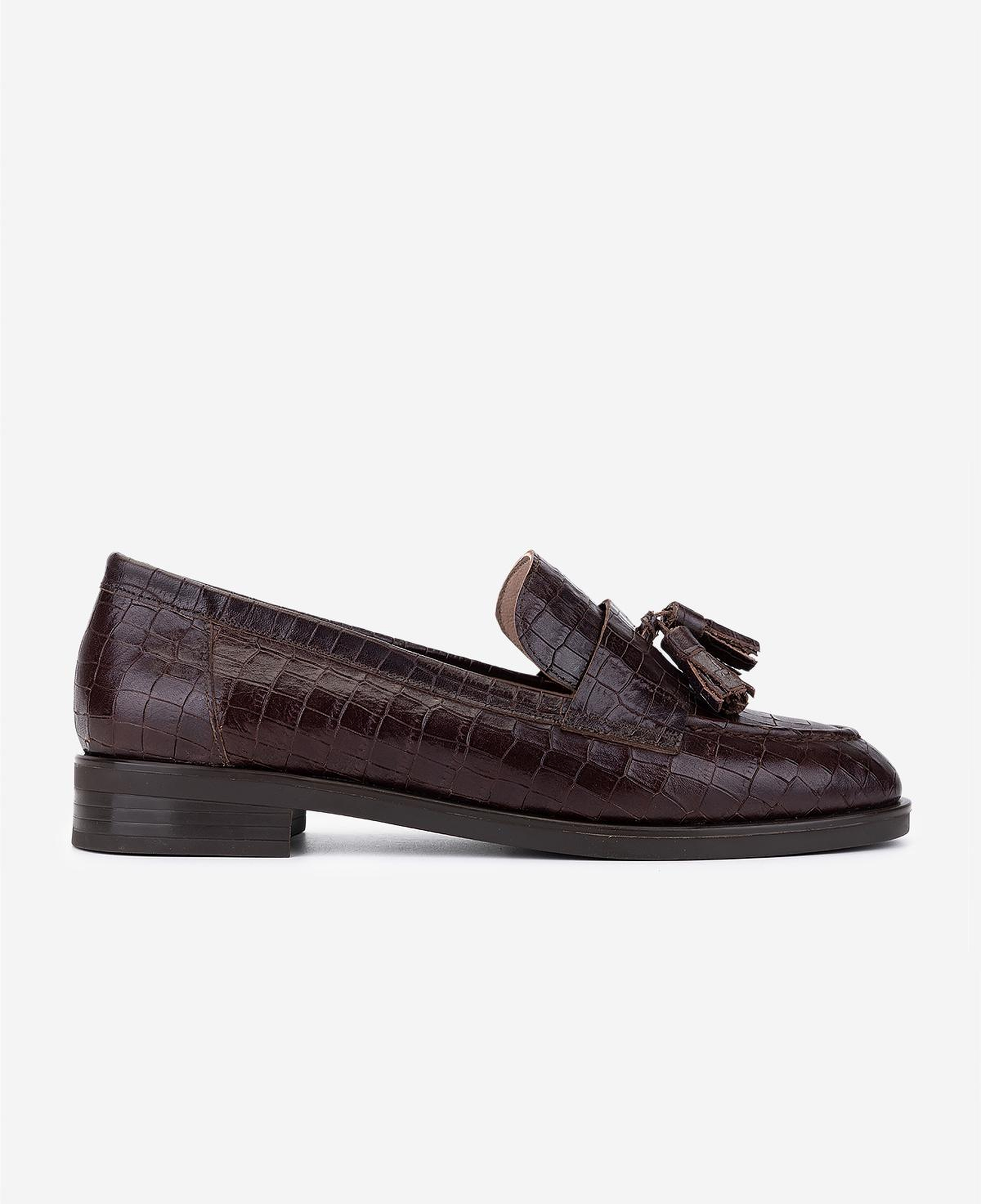 Valmenti Kadın Hakiki Deri Kahverengi Kroko Loafer Ayakkabı
