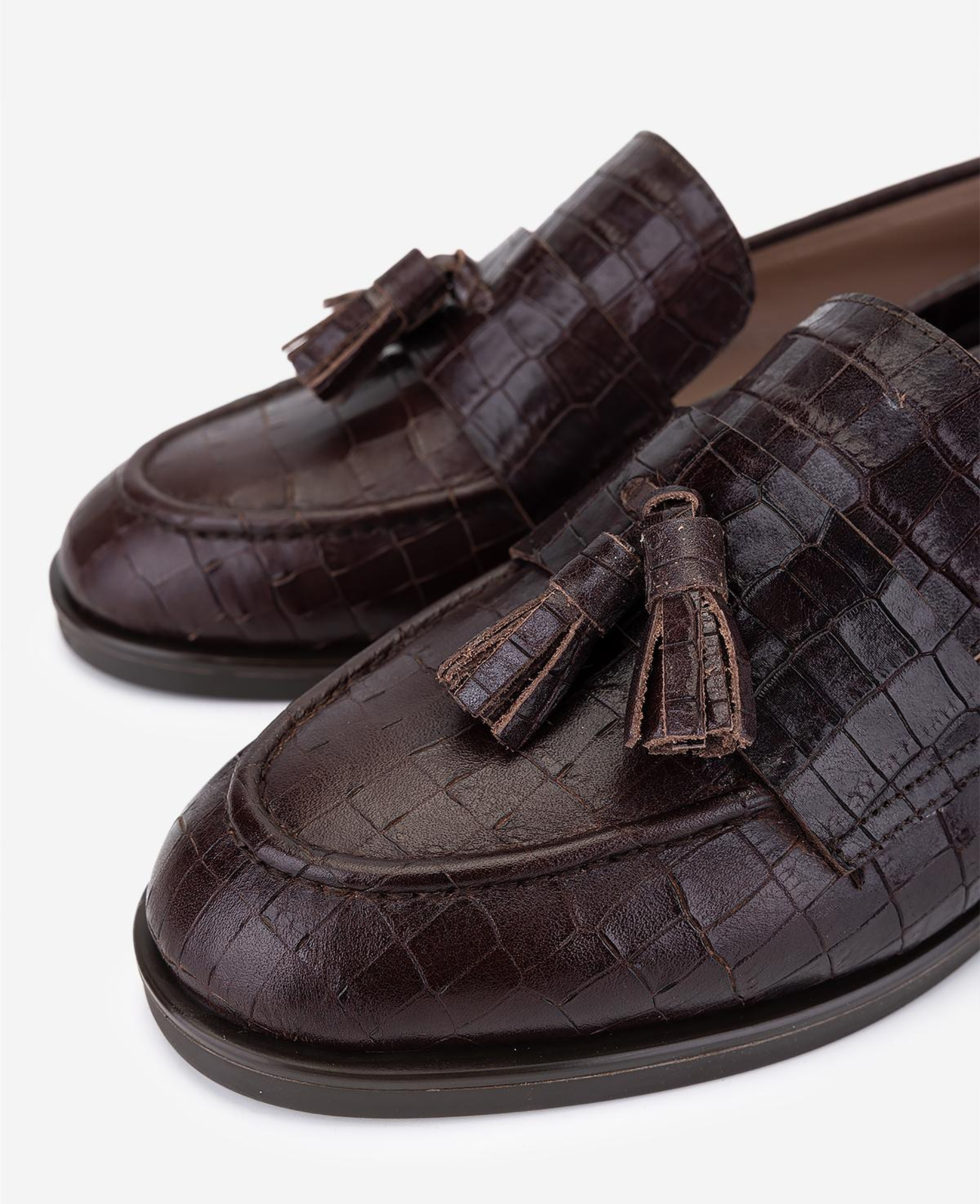 Valmenti Kadın Hakiki Deri Kahverengi Kroko Loafer Ayakkabı