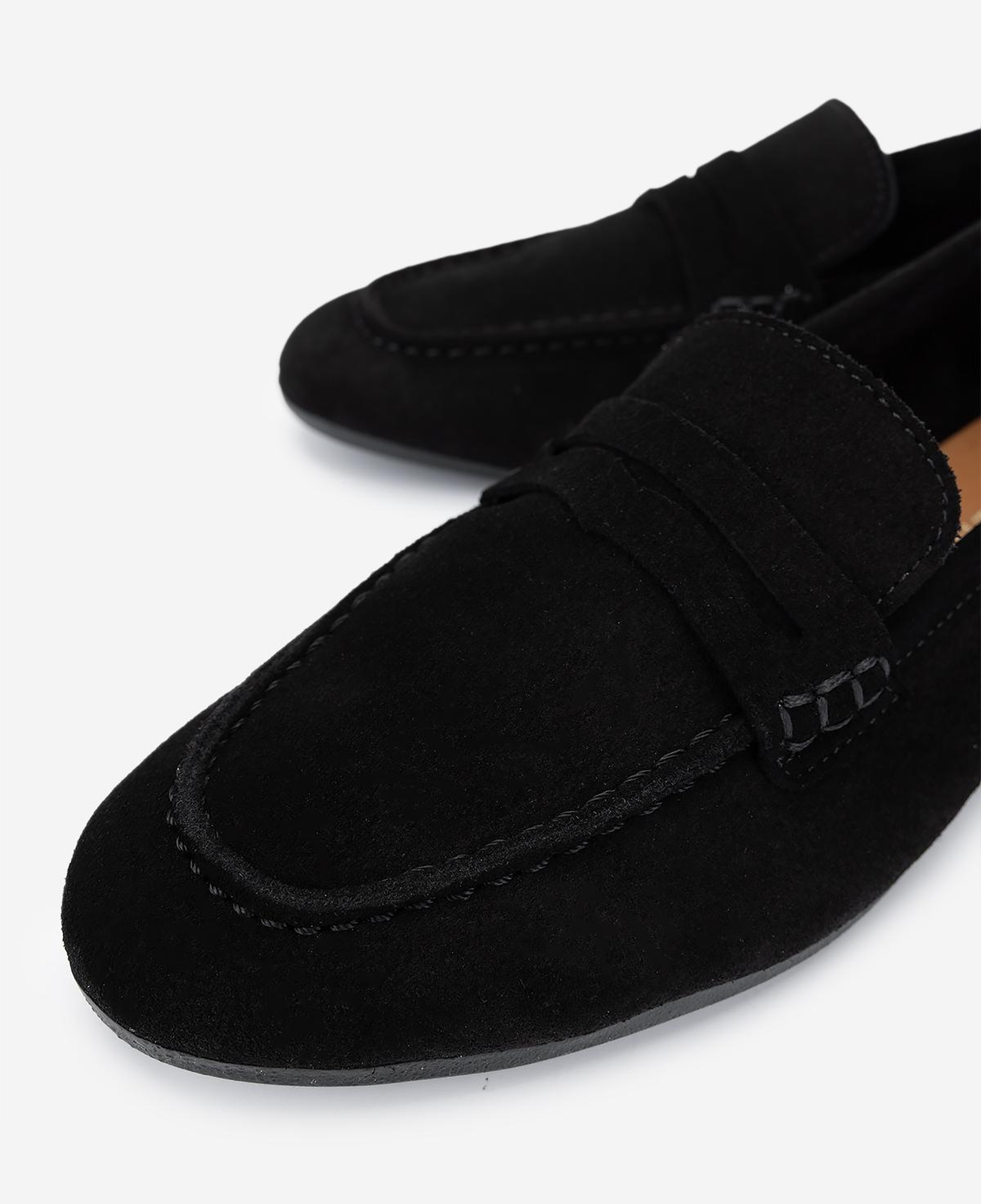 Valmenti Kadın Hakiki Deri Siyah Süet Loafer Ayakkabı