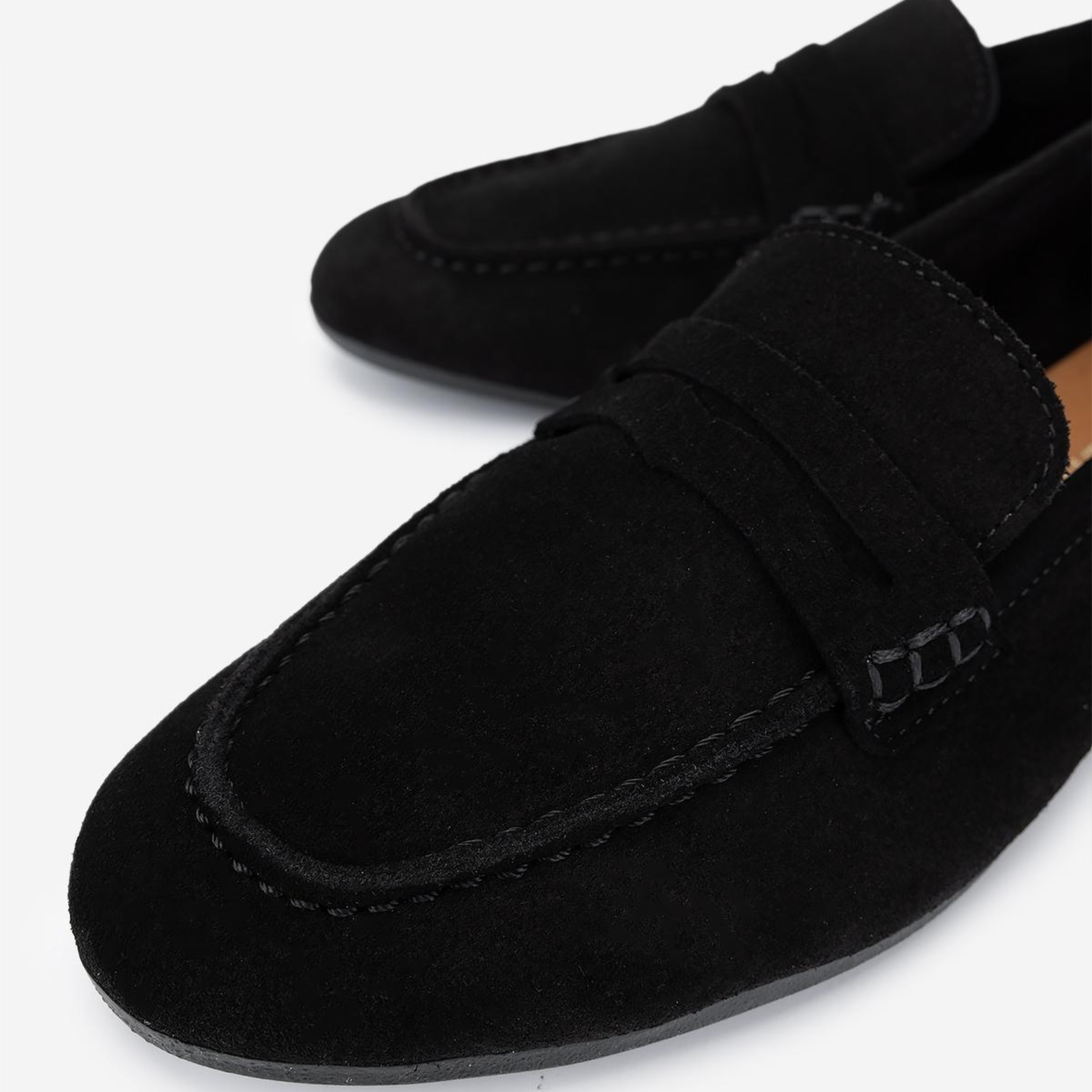 Valmenti Kadın Hakiki Deri Siyah Süet Loafer Ayakkabı