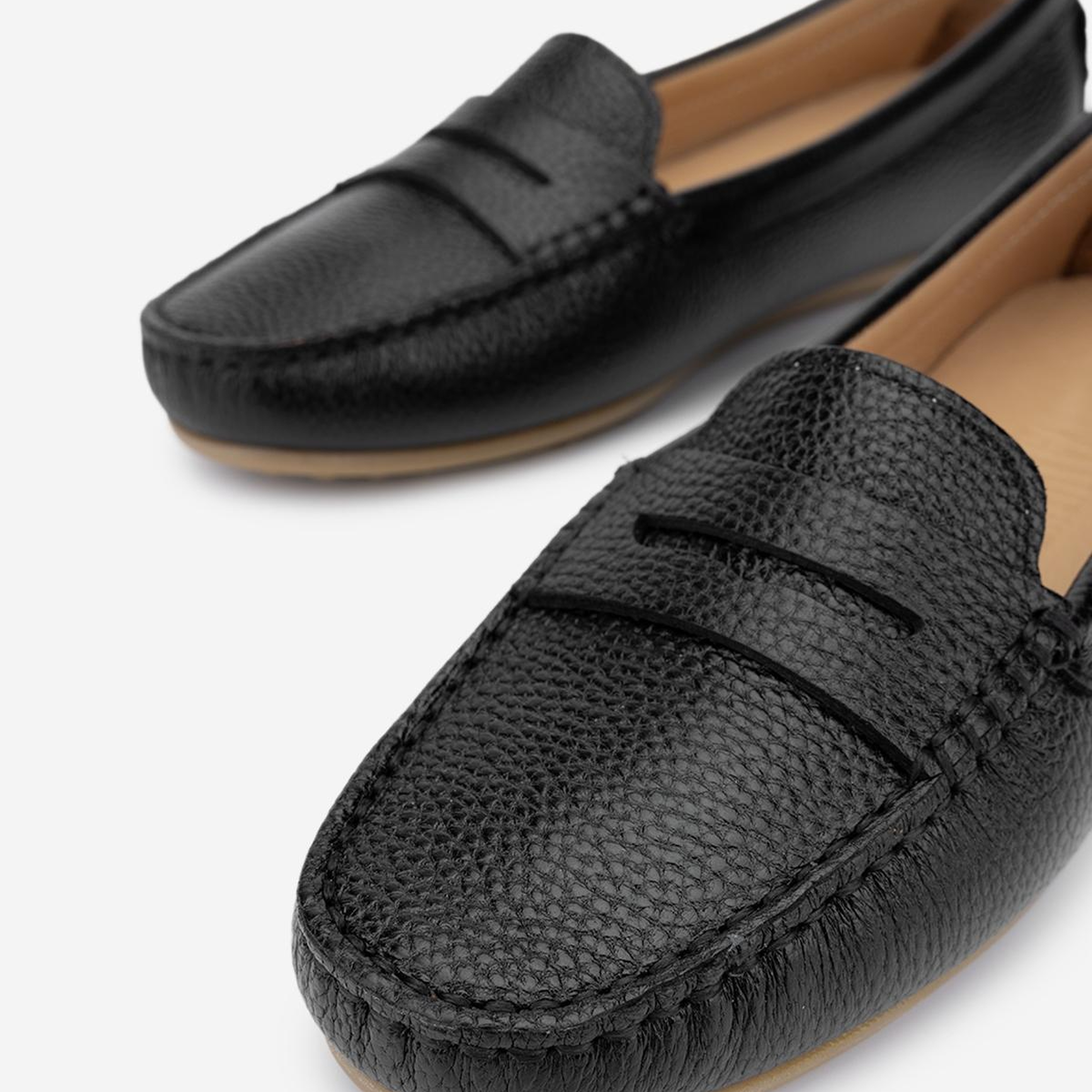 Valmenti Kadın Hakiki Deri Siyah Floter Loafer Ayakkabı