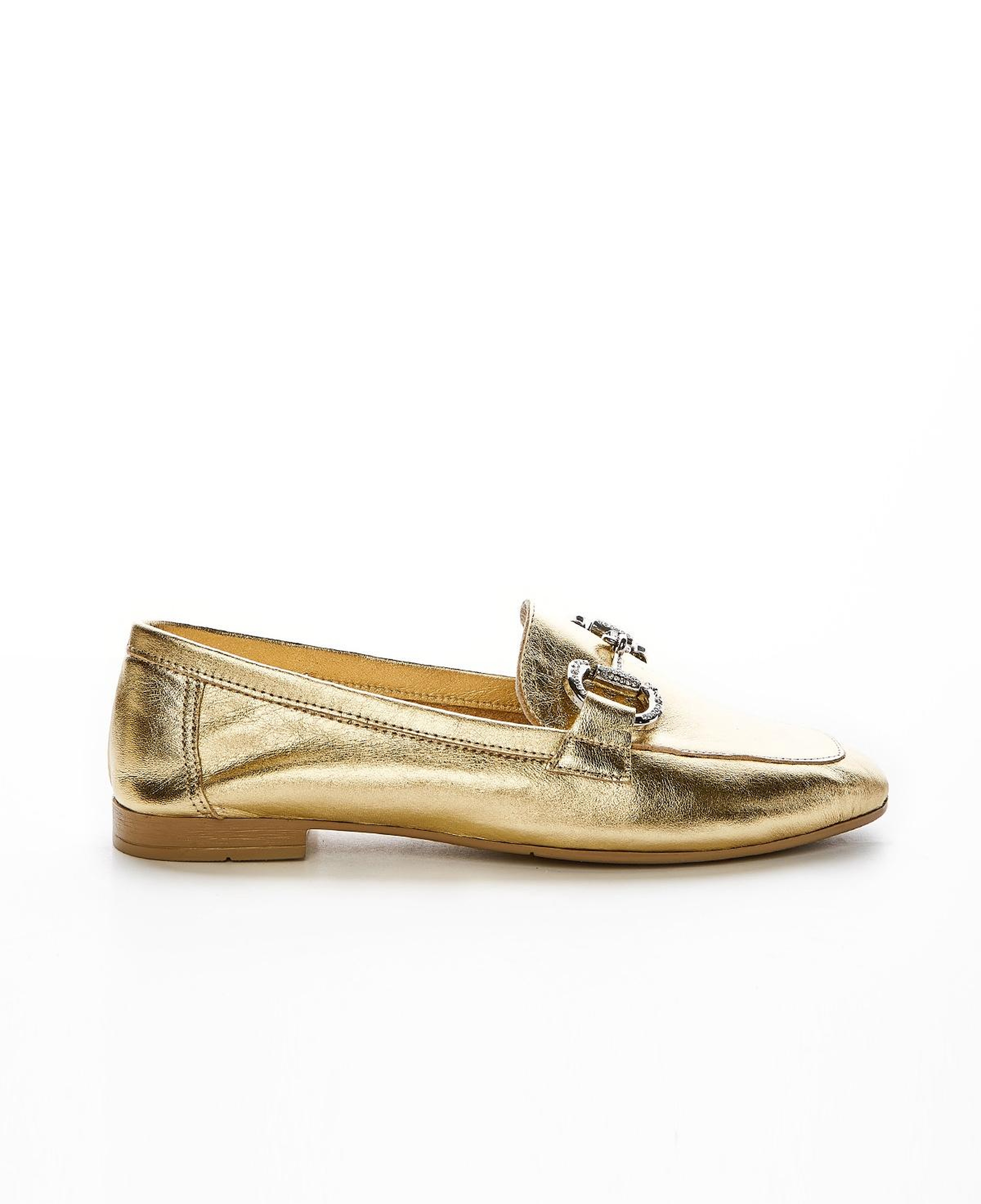 Valmenti Kadın Hakiki Deri Gold Loafer Ayakkabı