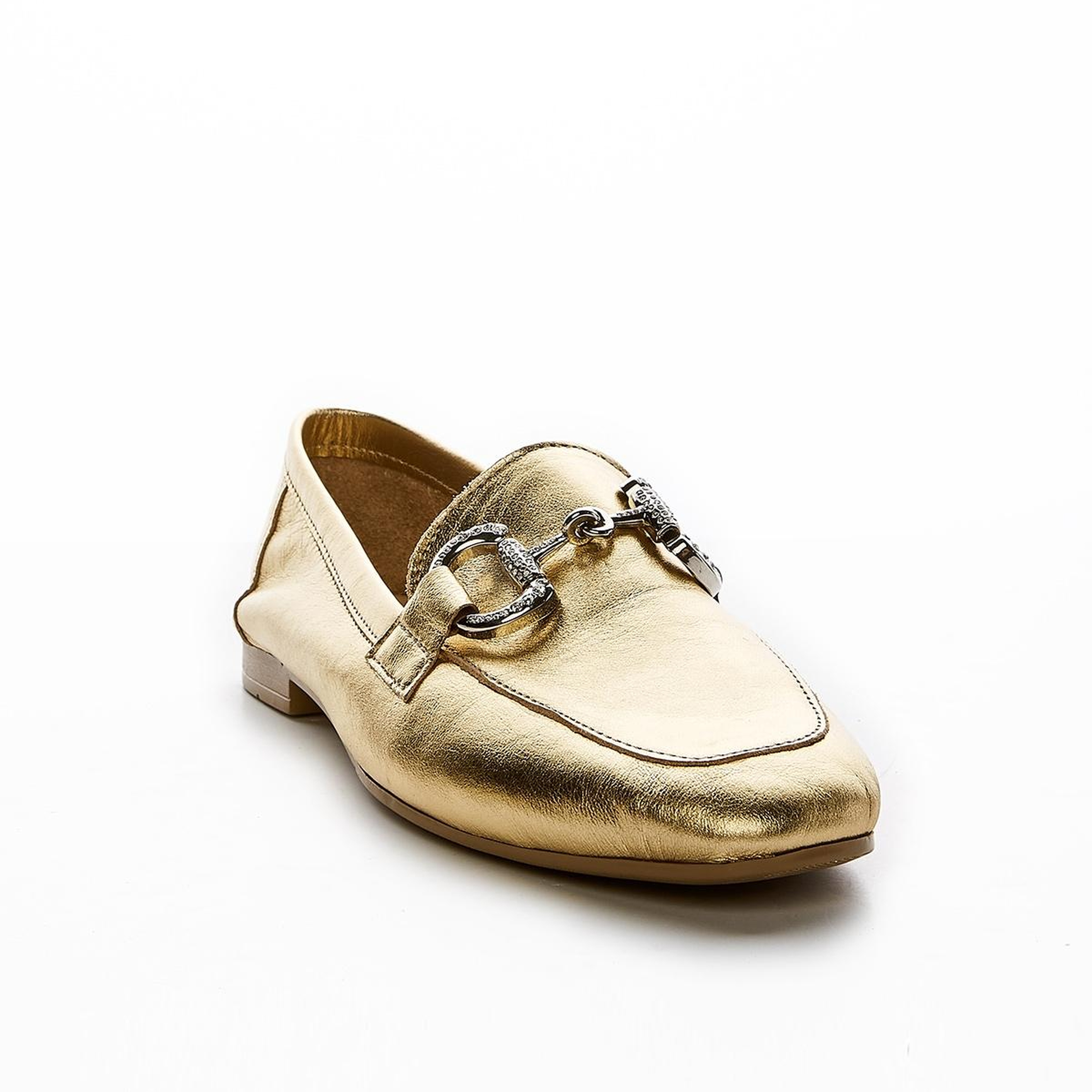 Valmenti Kadın Hakiki Deri Gold Loafer Ayakkabı