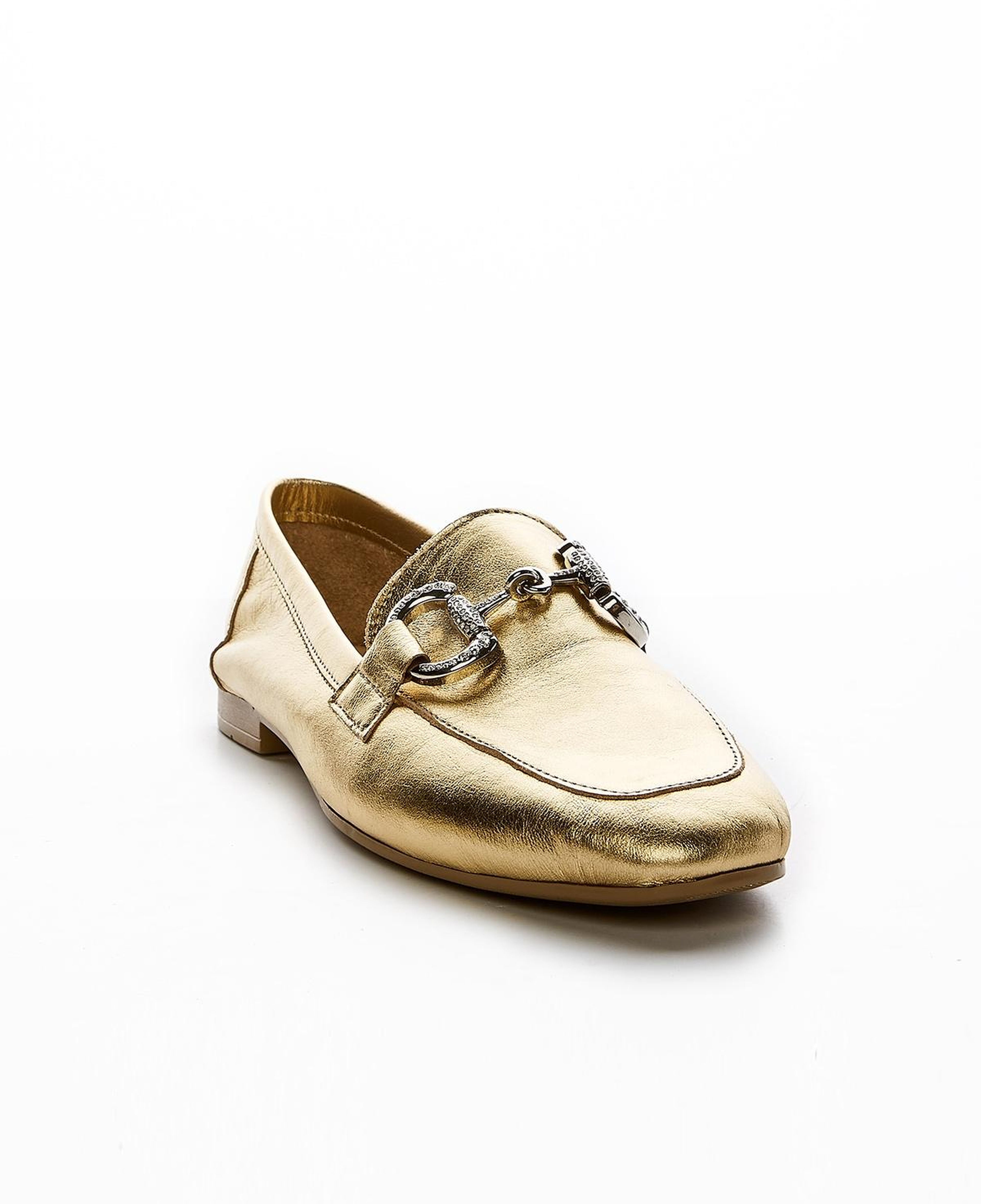 Valmenti Kadın Hakiki Deri Gold Loafer Ayakkabı