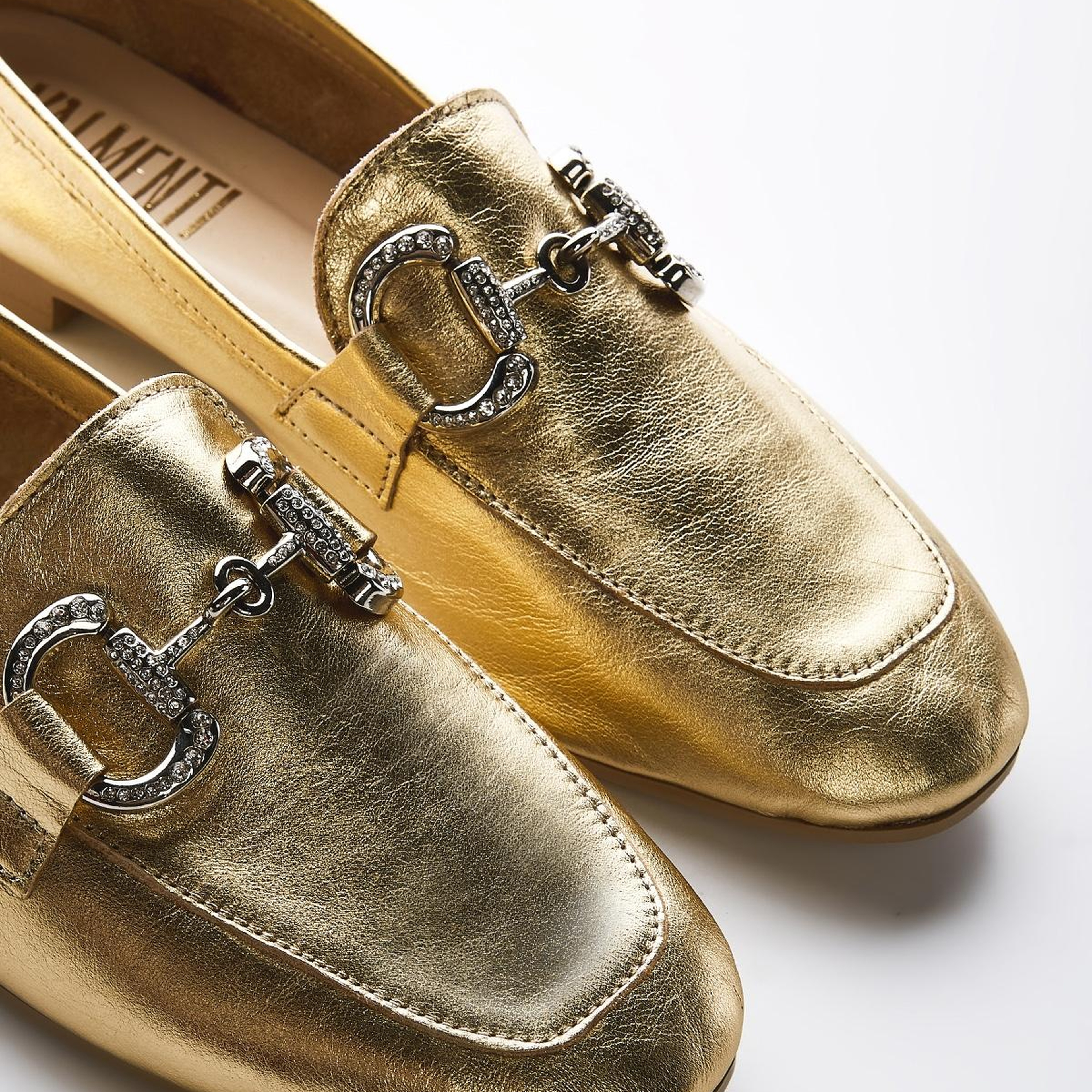 Valmenti Kadın Hakiki Deri Gold Loafer Ayakkabı