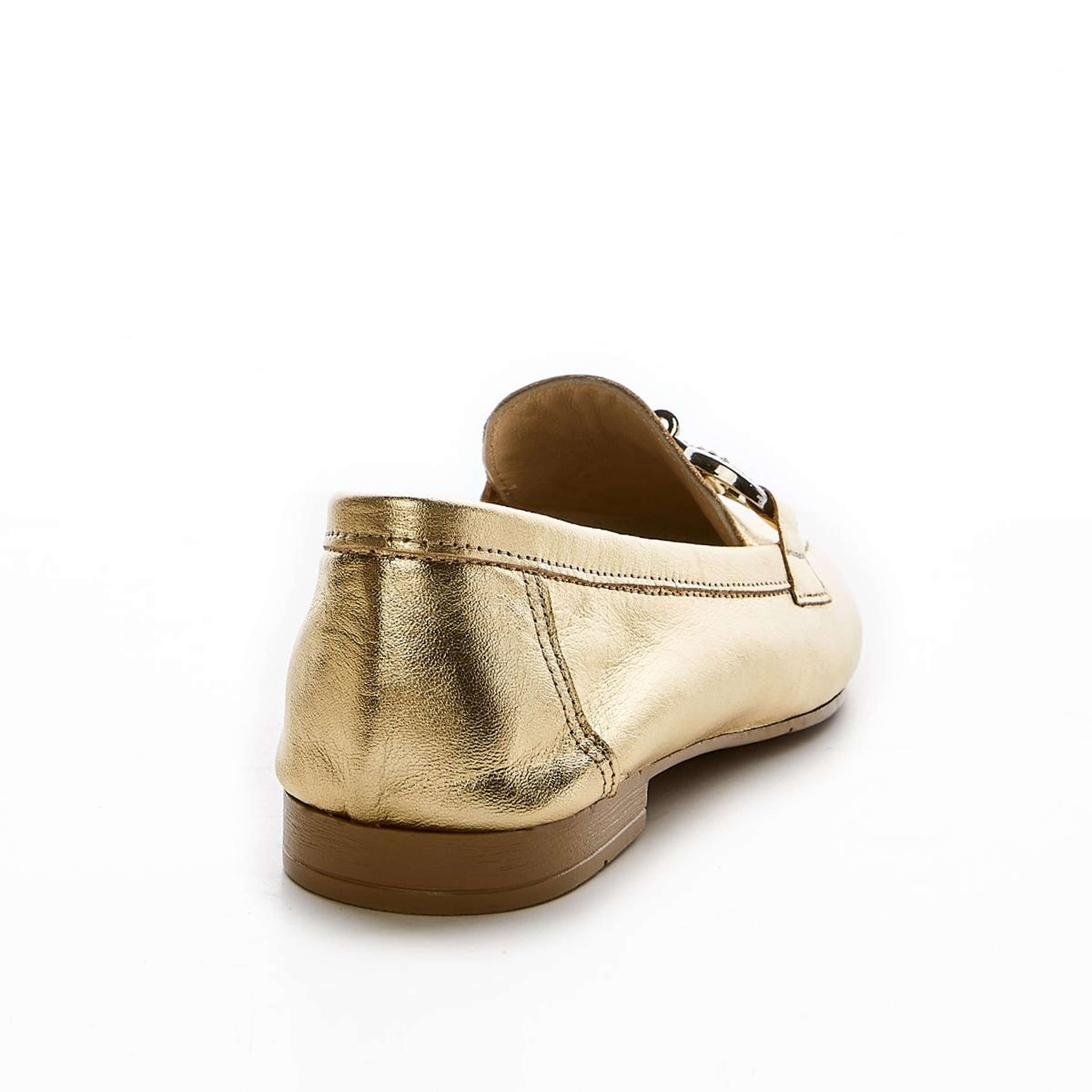Valmenti Kadın Hakiki Deri Gold Loafer Ayakkabı
