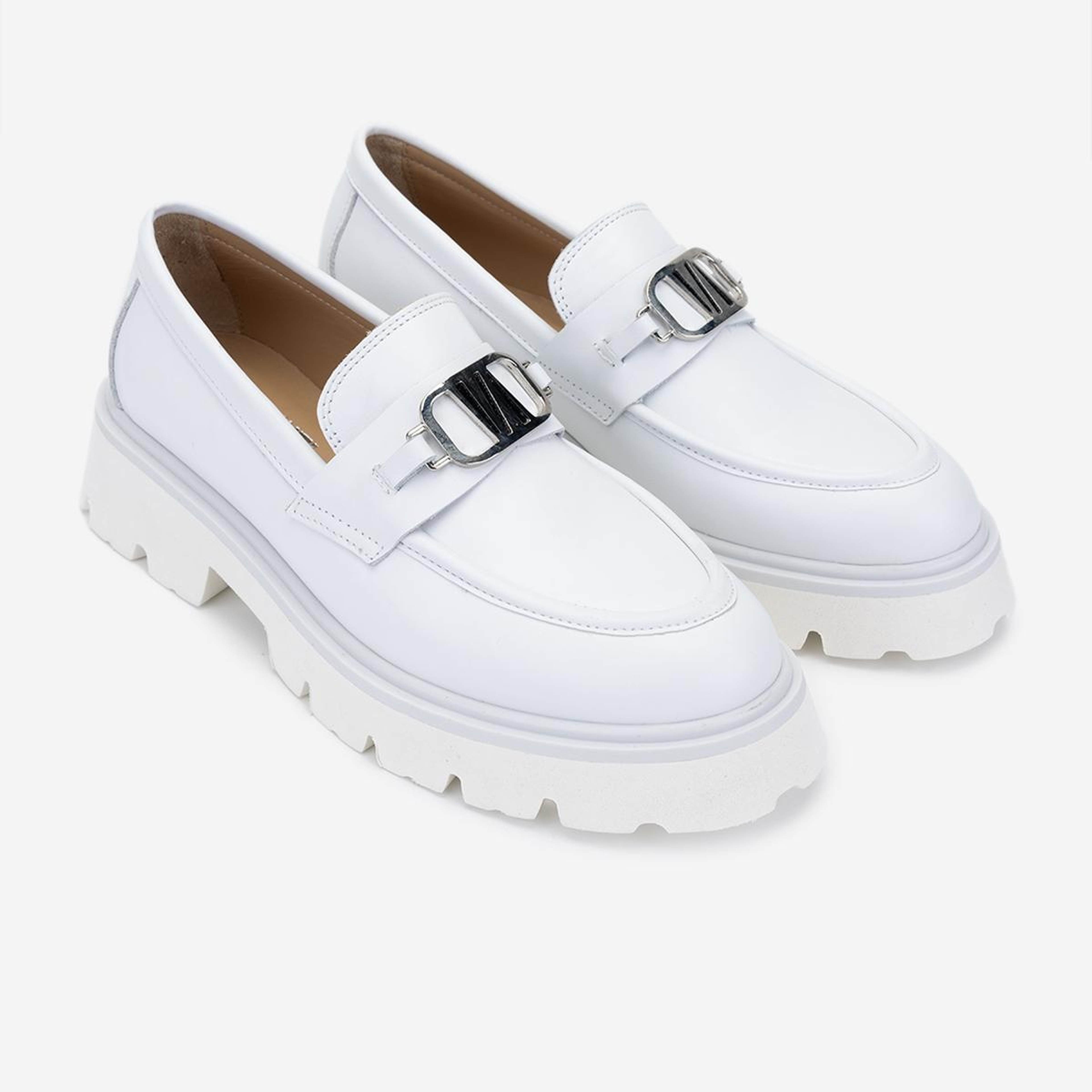 Valmenti Kadın Hakiki Deri Beyaz Loafer Ayakkabı