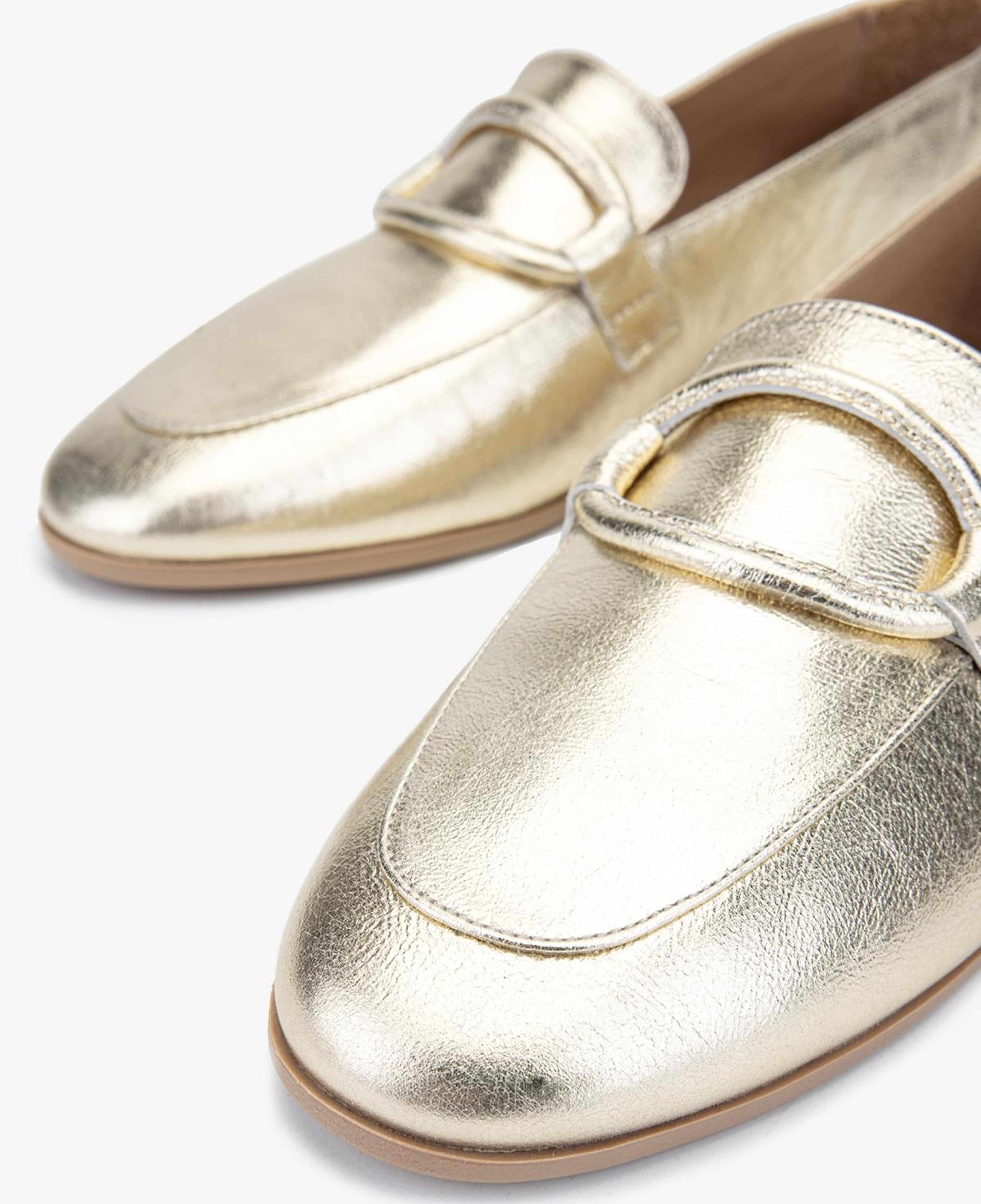Valmenti Kadın Hakiki Deri Gold Loafer Ayakkabı