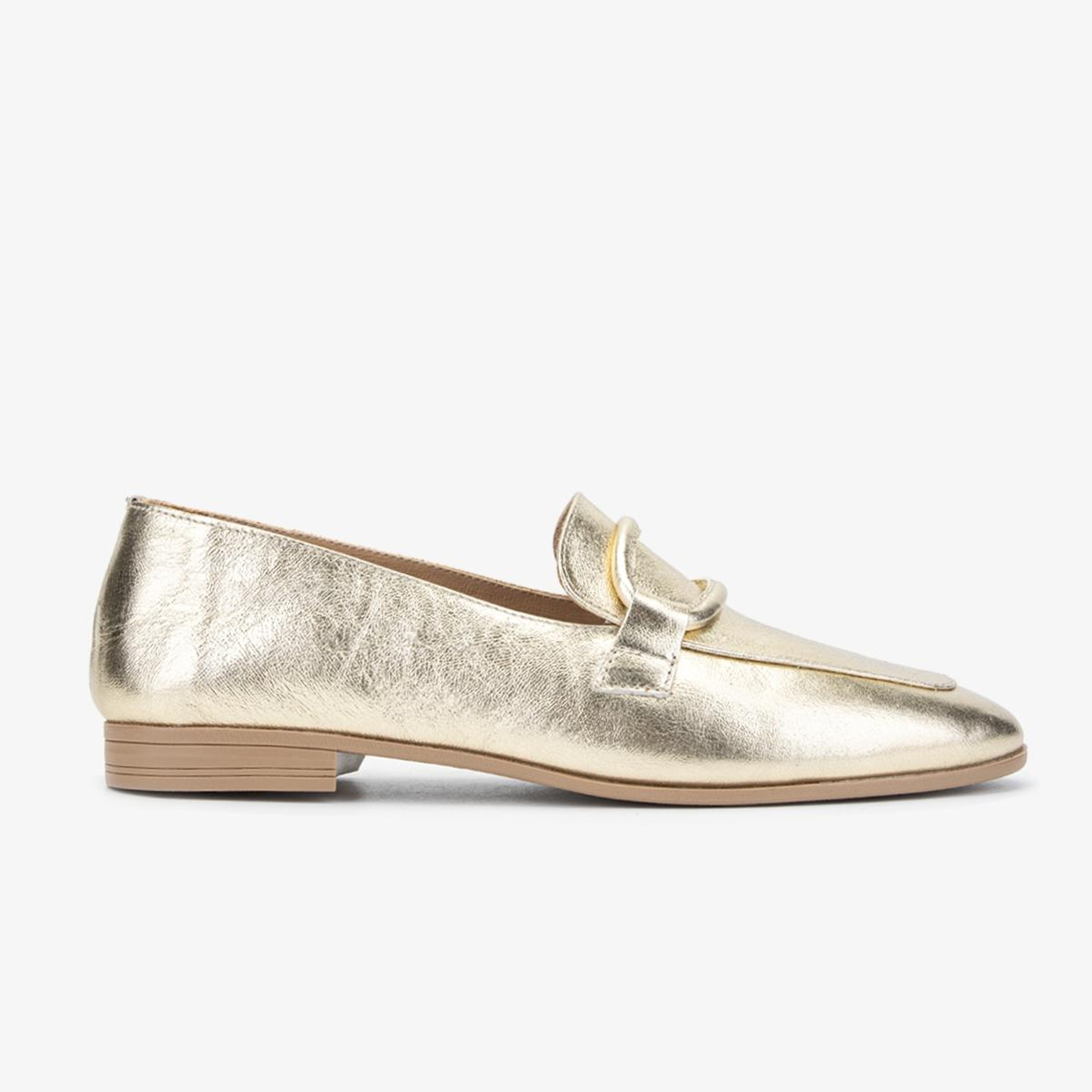 Valmenti Kadın Hakiki Deri Gold Loafer Ayakkabı