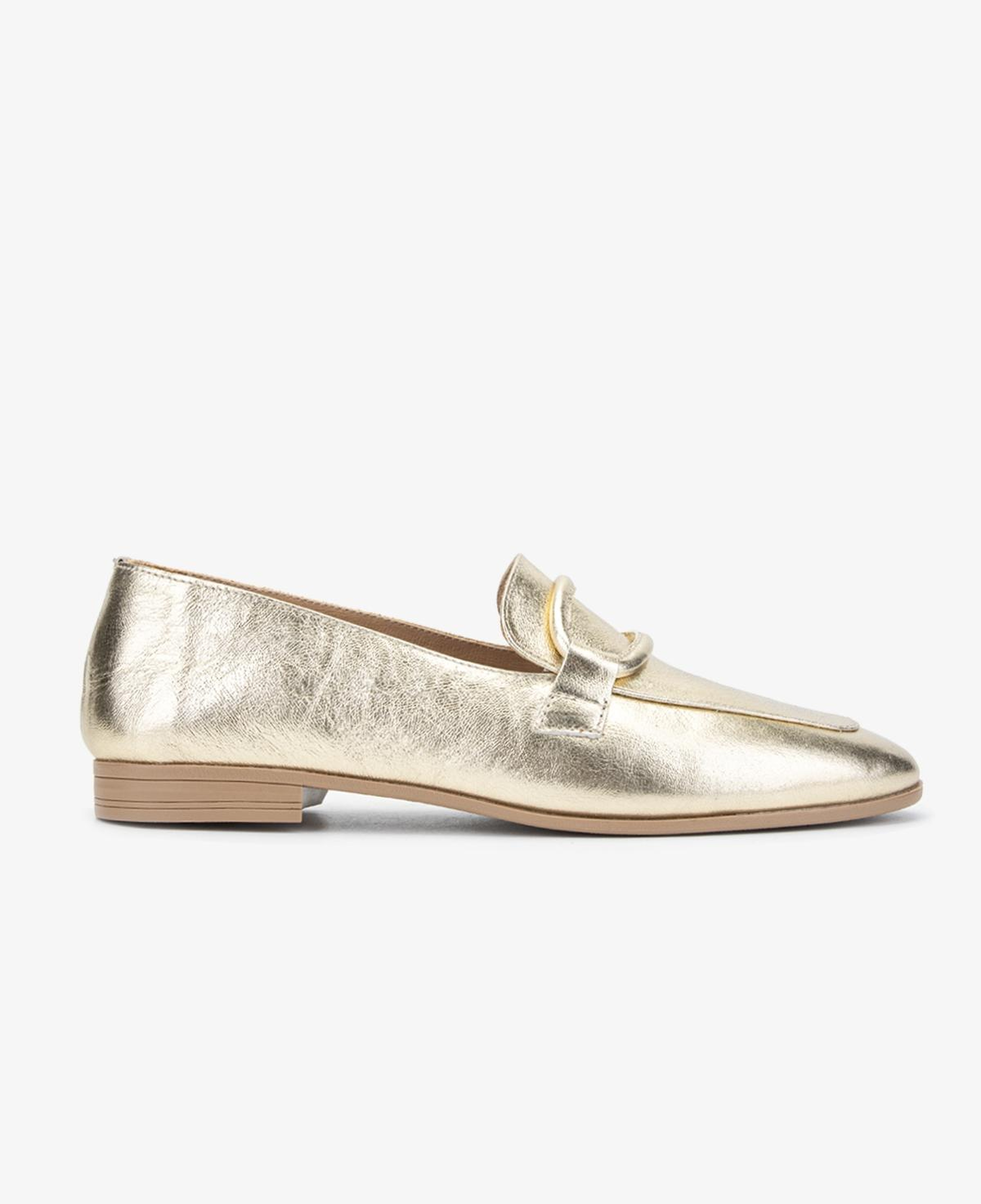 Valmenti Kadın Hakiki Deri Gold Loafer Ayakkabı