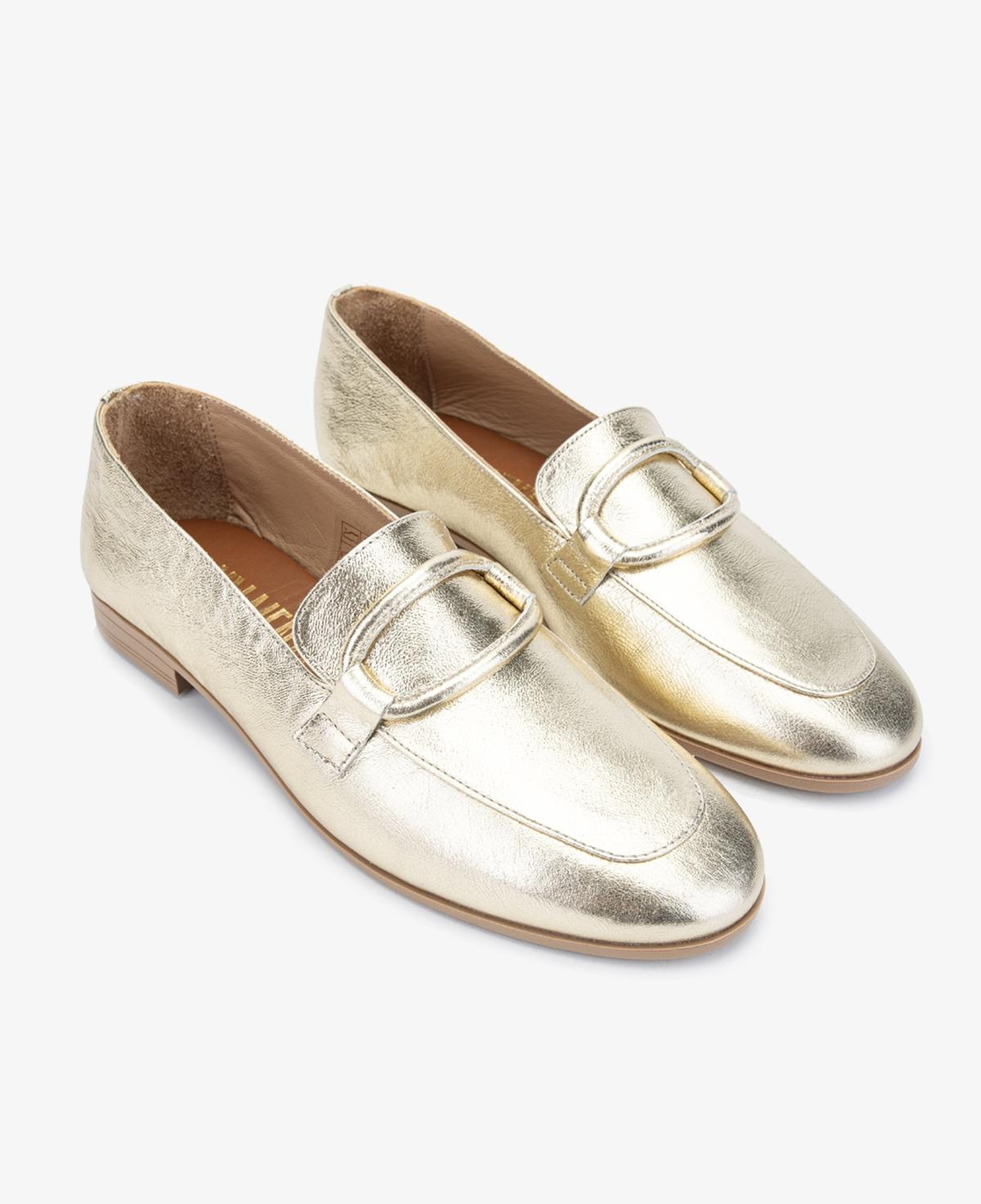 Valmenti Kadın Hakiki Deri Gold Loafer Ayakkabı