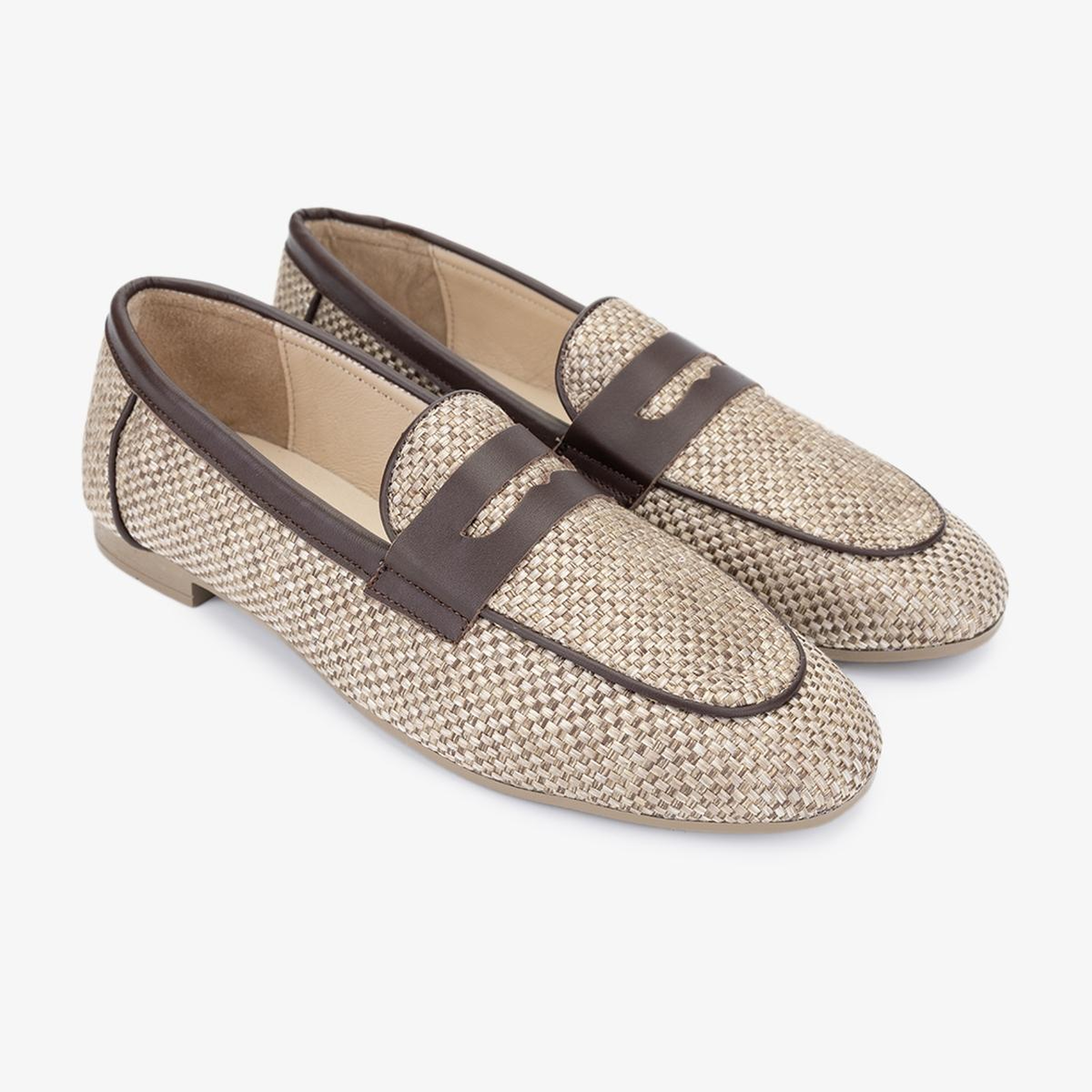 Valmenti Kadın Deri & Tekstil Bej Loafer Ayakkabı
