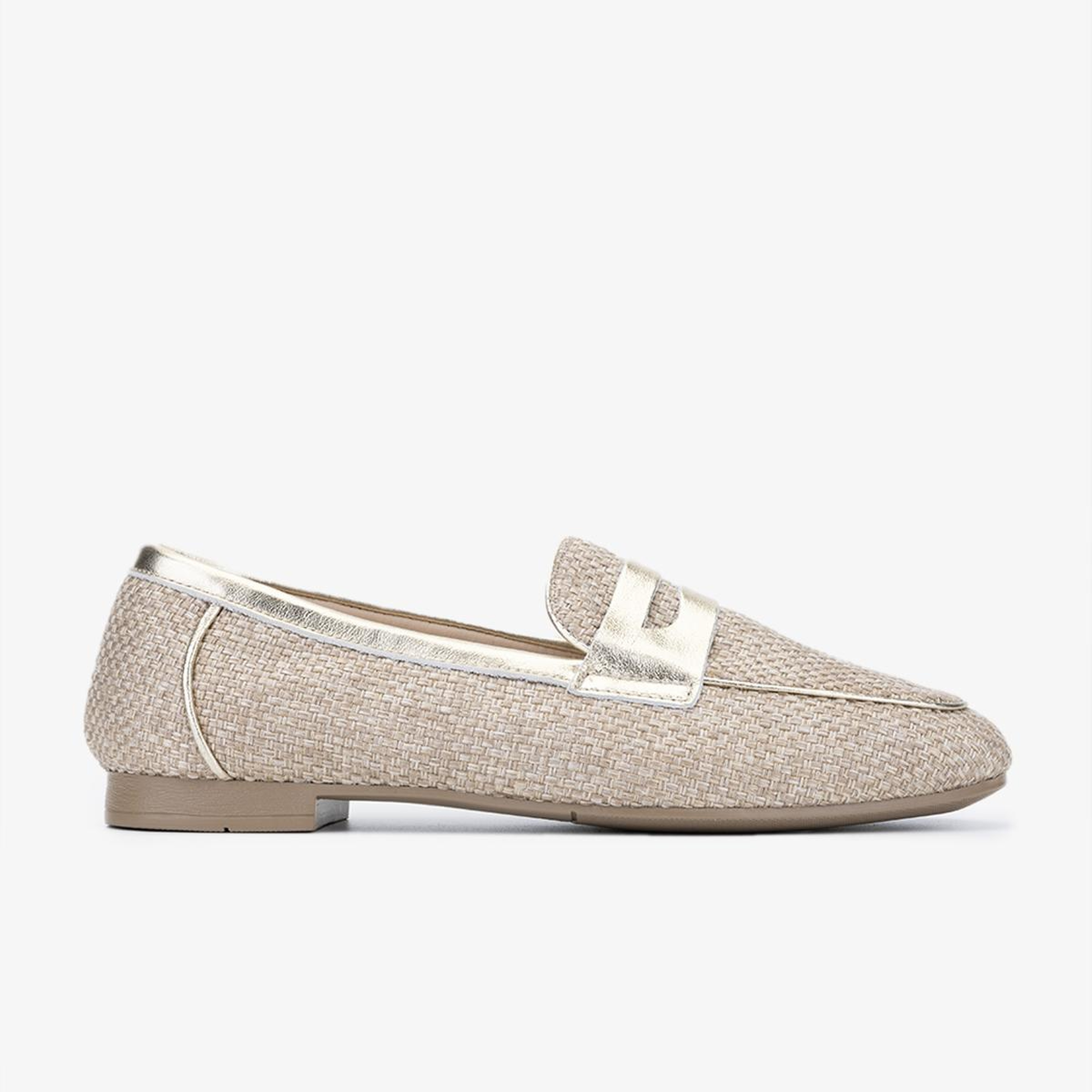 Valmenti Kadın Deri & Tekstil Bej Loafer Ayakkabı