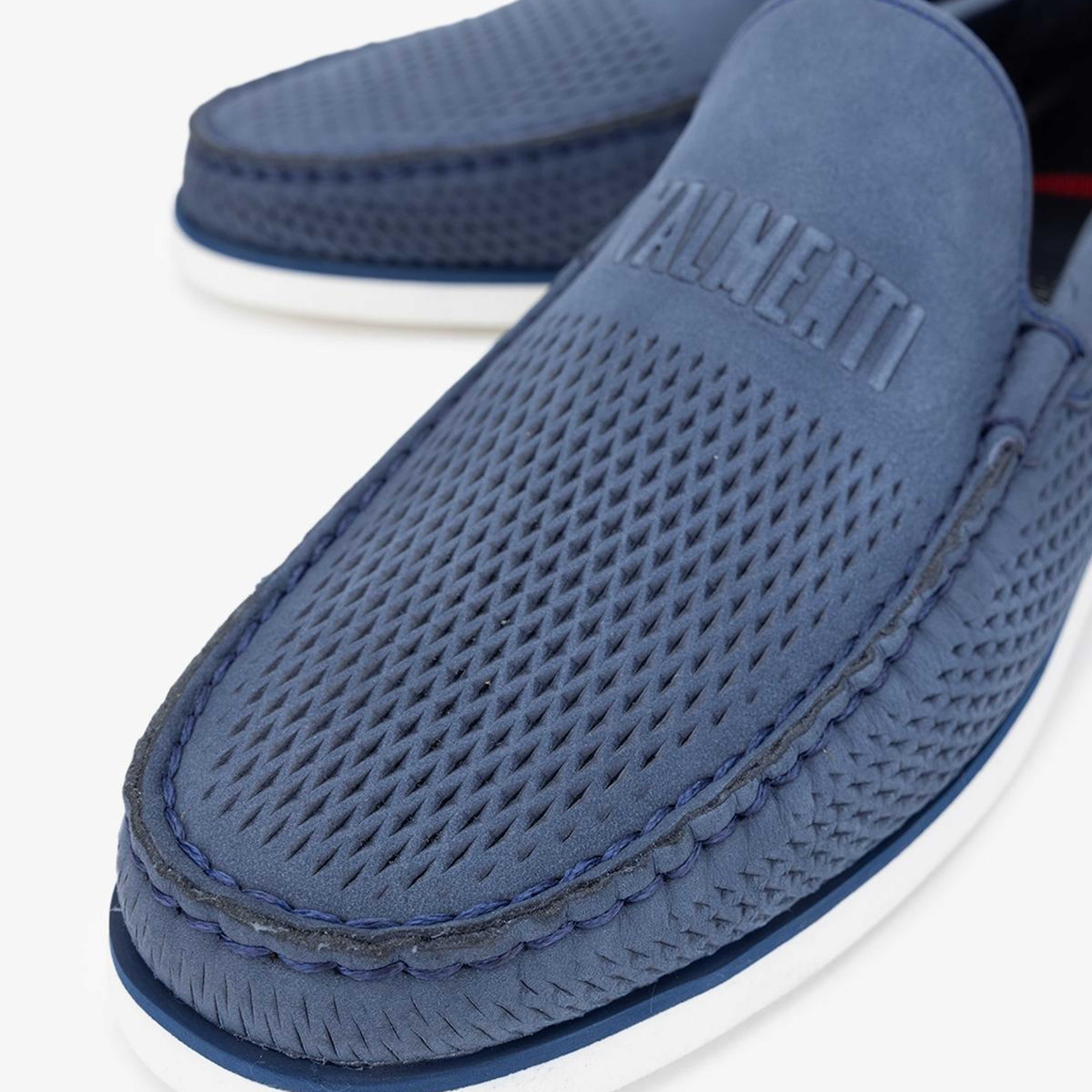 Valmenti Erkek Hakiki Deri Kot Mavi Loafer Ayakkabı