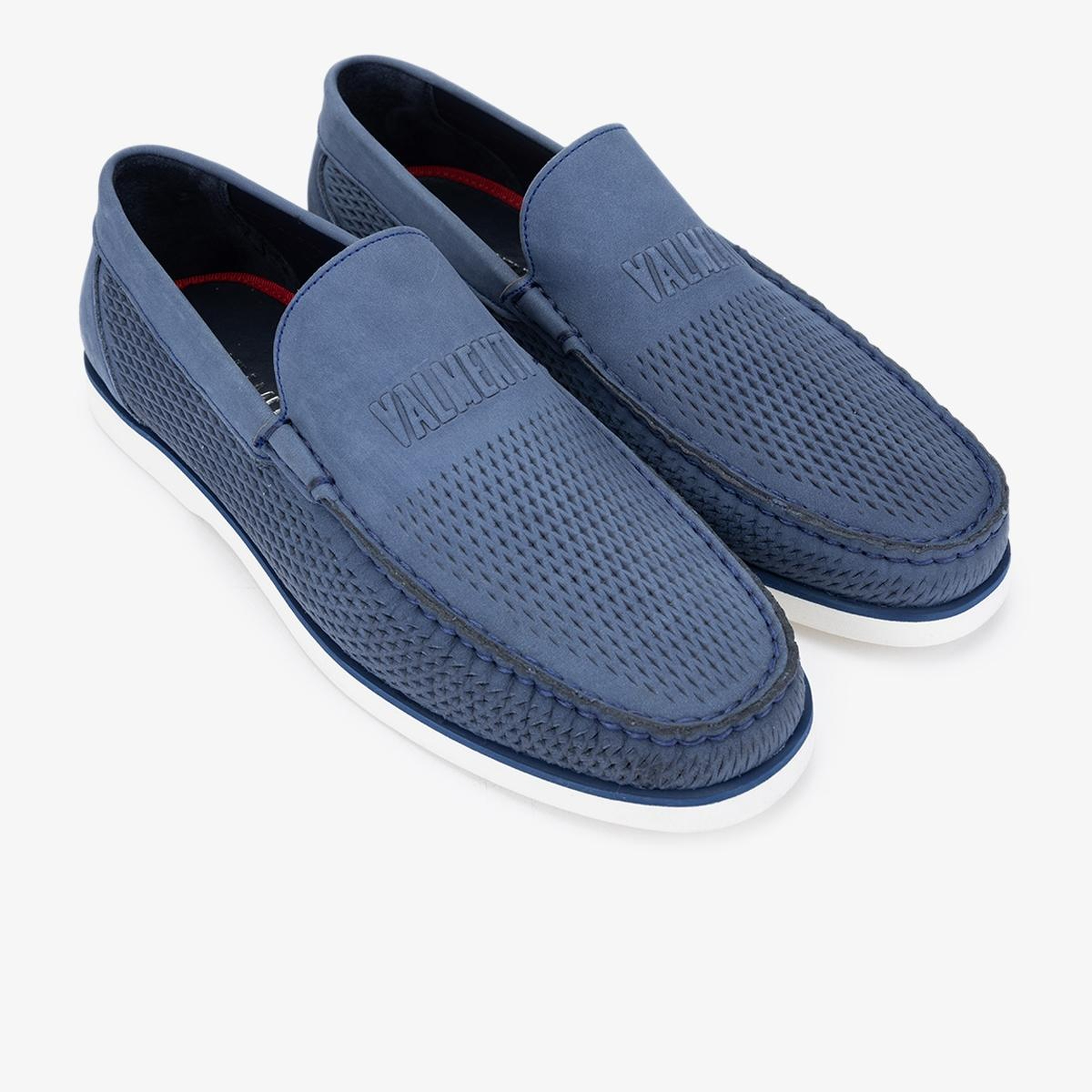 Valmenti Erkek Hakiki Deri Kot Mavi Loafer Ayakkabı