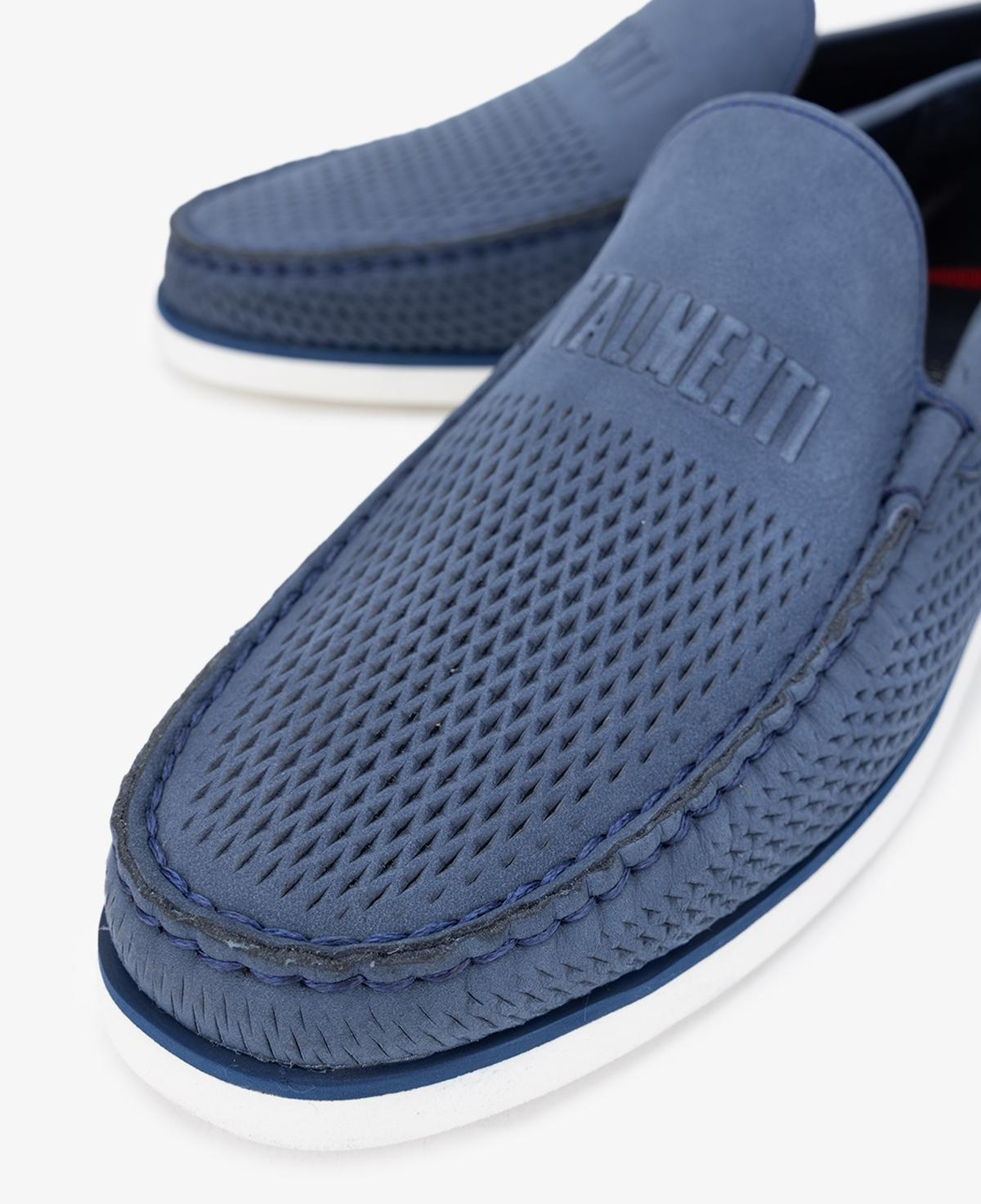 Valmenti Erkek Hakiki Deri Kot Mavi Loafer Ayakkabı
